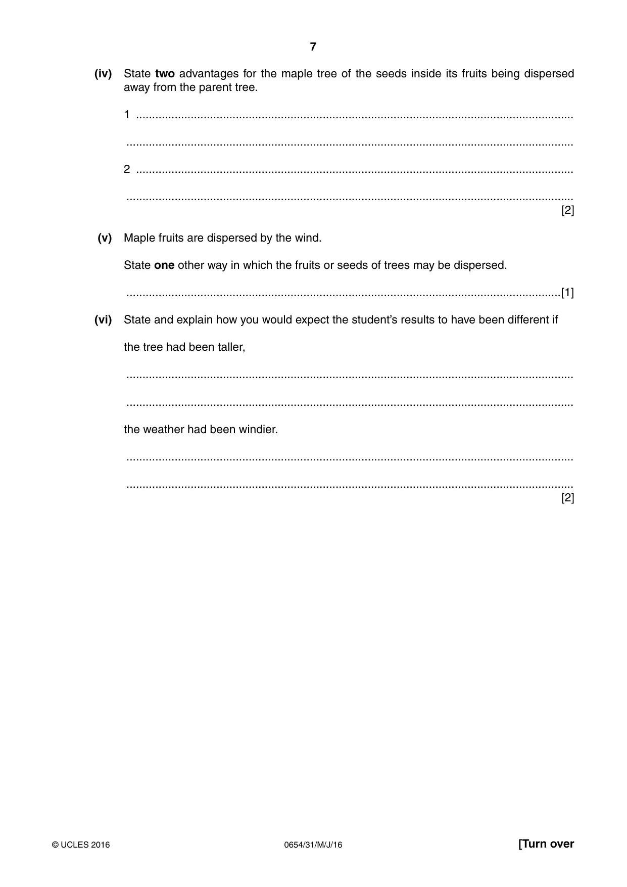 Cambridge IGCSE Sciences - Co-ordinated (Double) 0654 2016 May/June Paper 3 · Variant 1 question paper, page 7 of 32