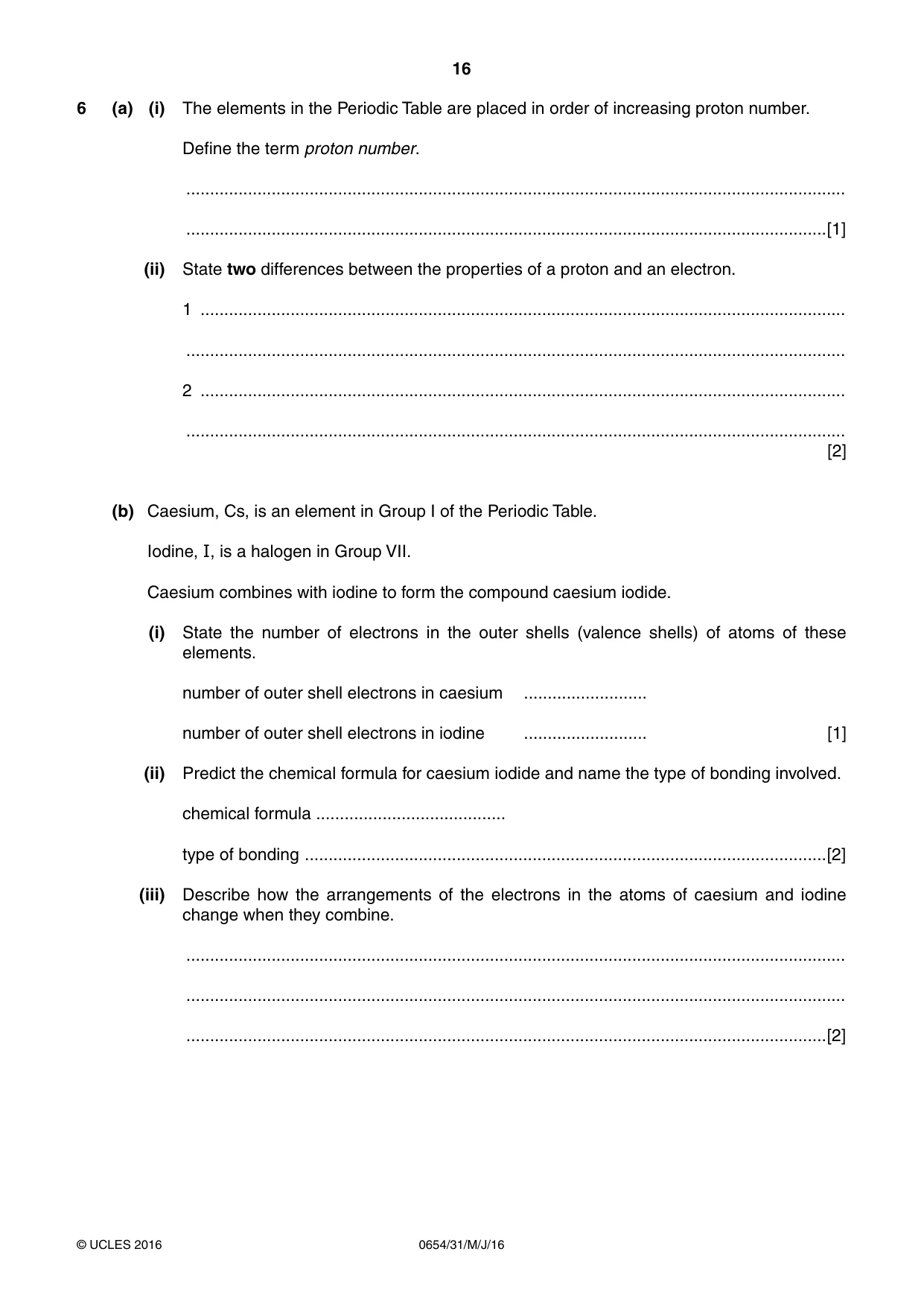 Cambridge IGCSE Sciences - Co-ordinated (Double) 0654 2016 May/June Paper 3 · Variant 1 question paper, page 16 of 32