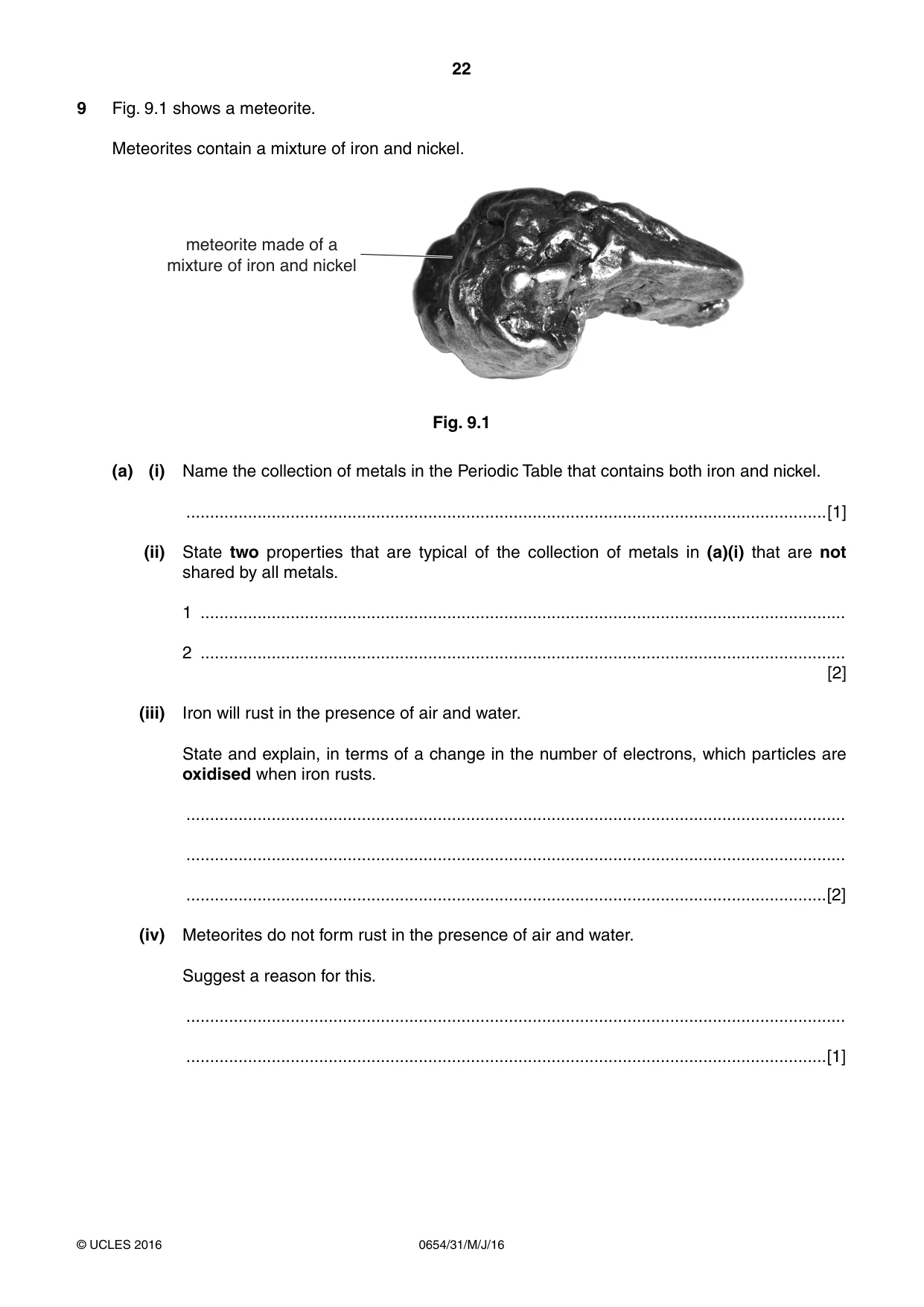 Cambridge IGCSE Sciences - Co-ordinated (Double) 0654 2016 May/June Paper 3 · Variant 1 question paper, page 22 of 32