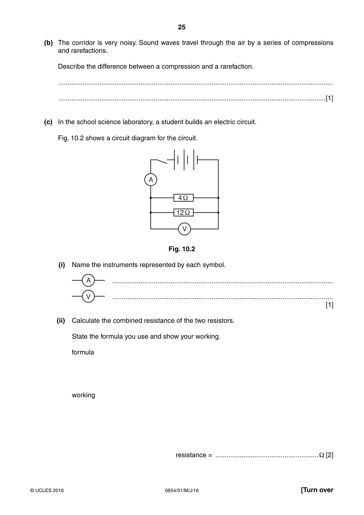 Cambridge IGCSE Sciences - Co-ordinated (Double) 0654 2016 May/June Paper 3 · Variant 1 question paper, page 25 of 32