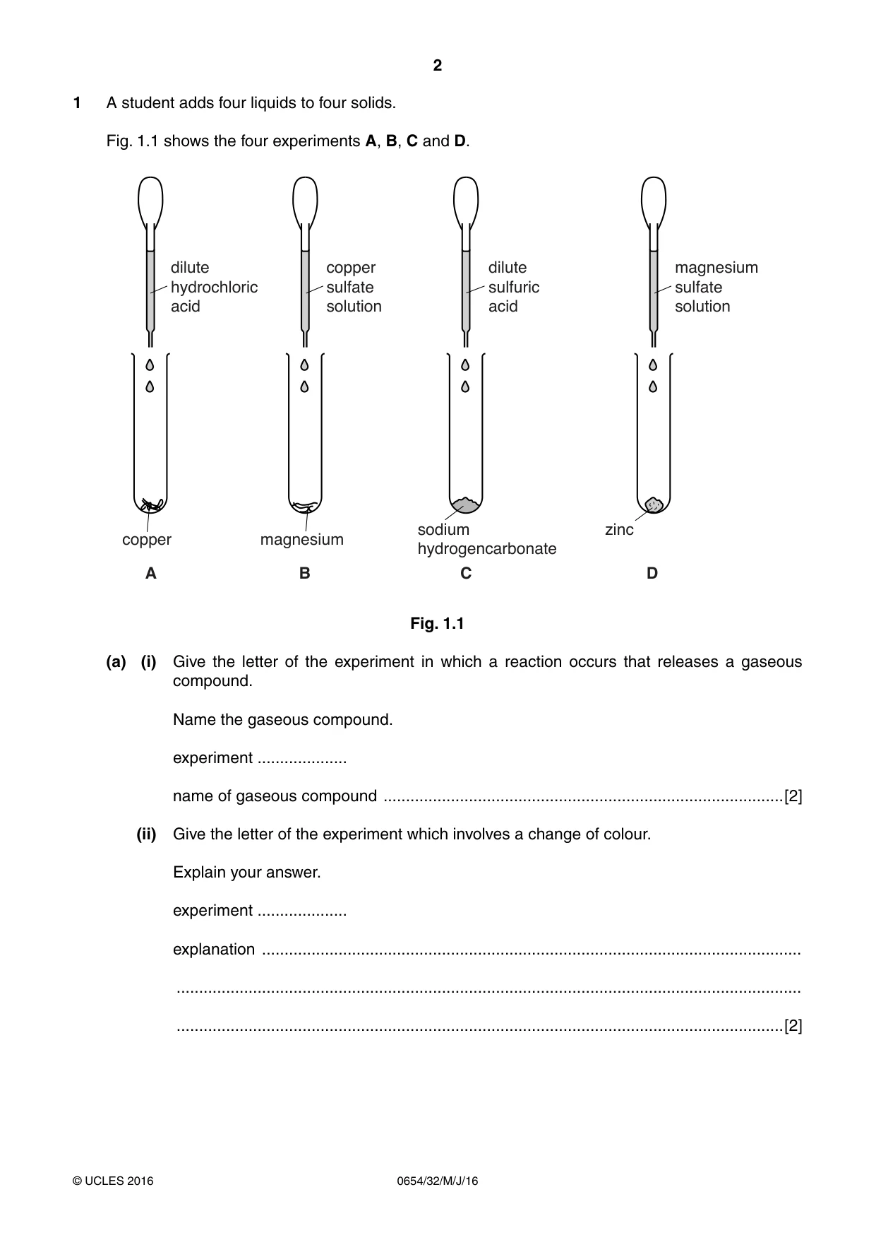 Cambridge IGCSE Sciences - Co-ordinated (Double) 0654 2016 May/June Paper 3 · Variant 2 question paper, page 2 of 32