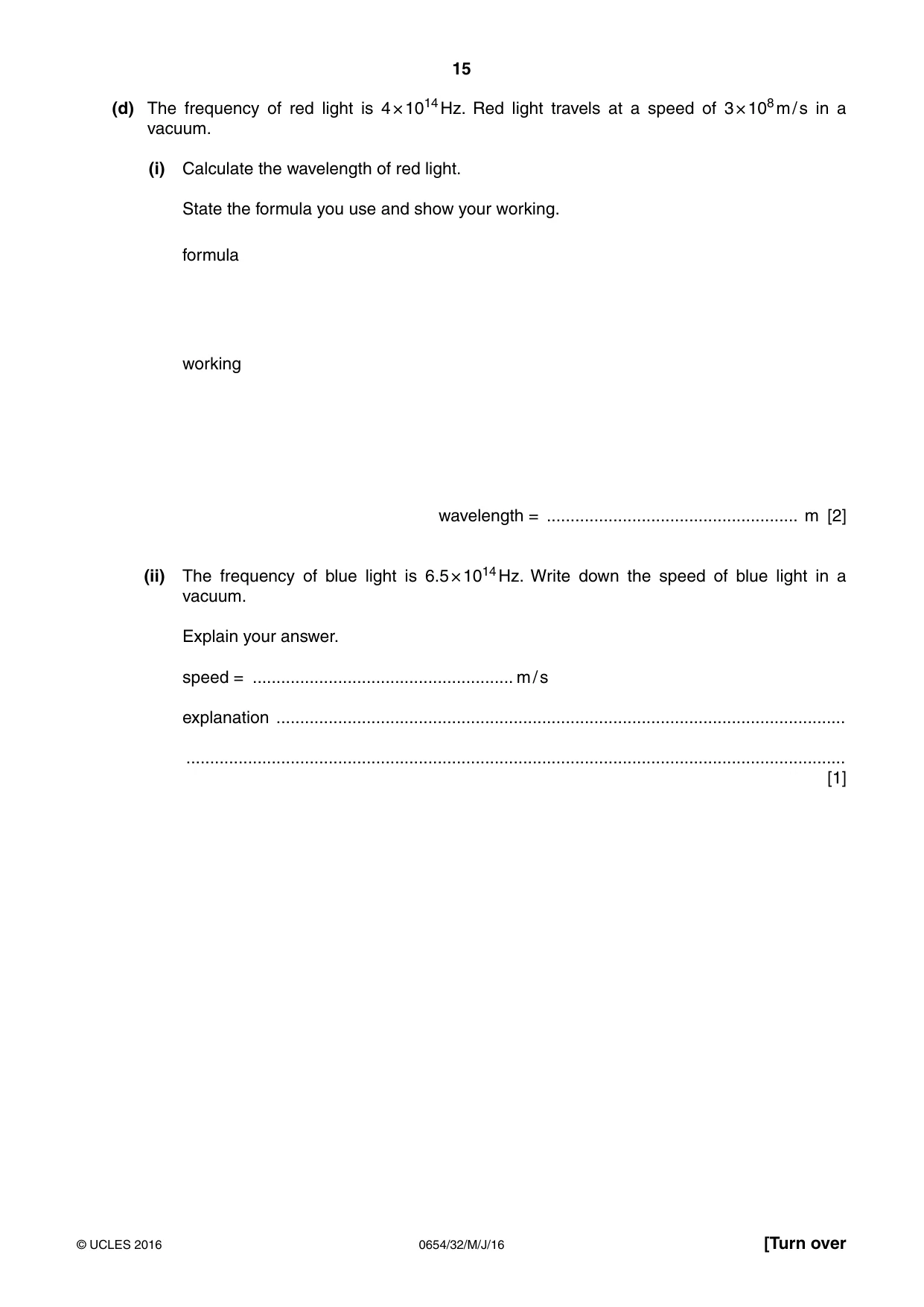 Cambridge IGCSE Sciences - Co-ordinated (Double) 0654 2016 May/June Paper 3 · Variant 2 question paper, page 15 of 32