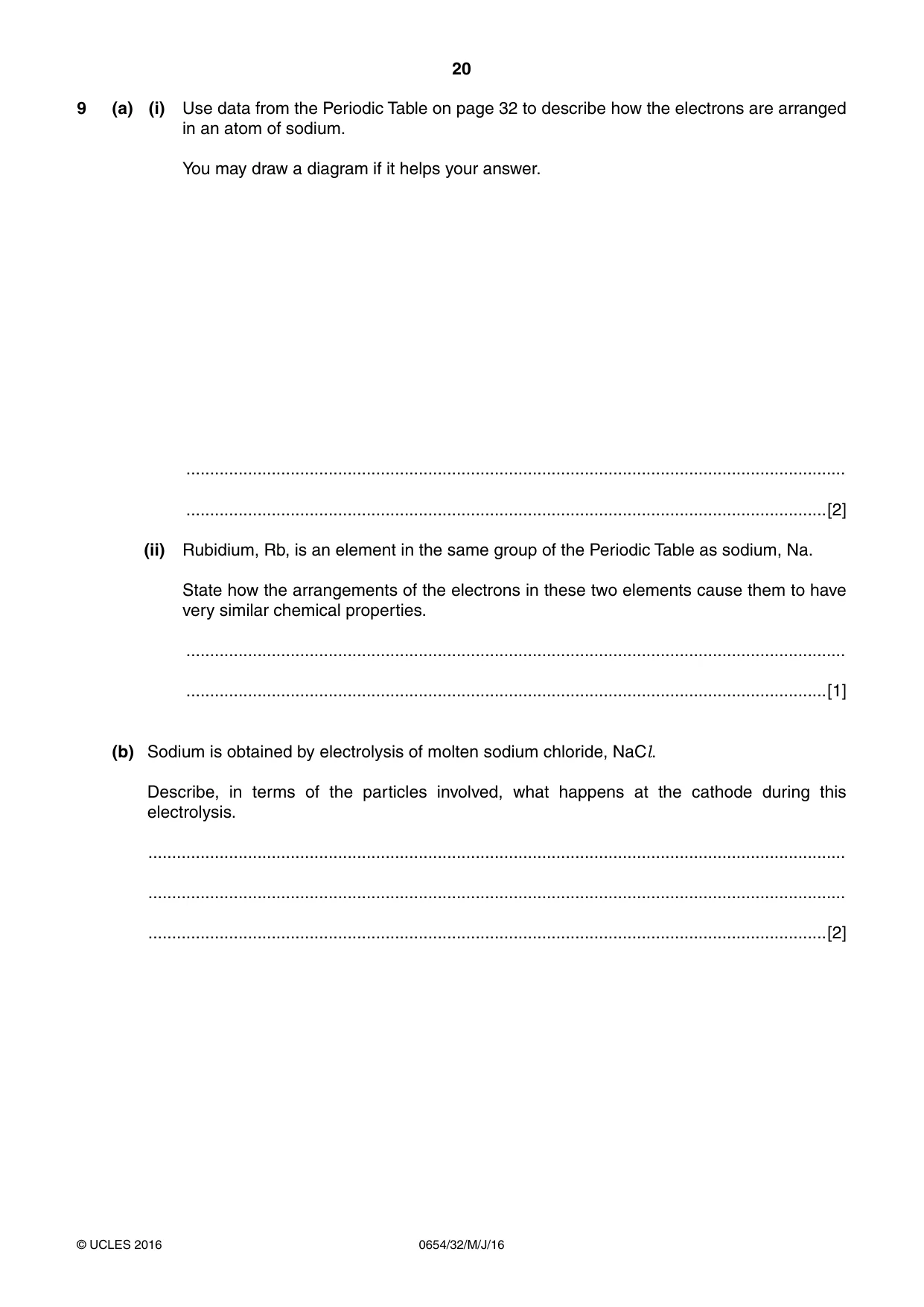 Cambridge IGCSE Sciences - Co-ordinated (Double) 0654 2016 May/June Paper 3 · Variant 2 question paper, page 20 of 32