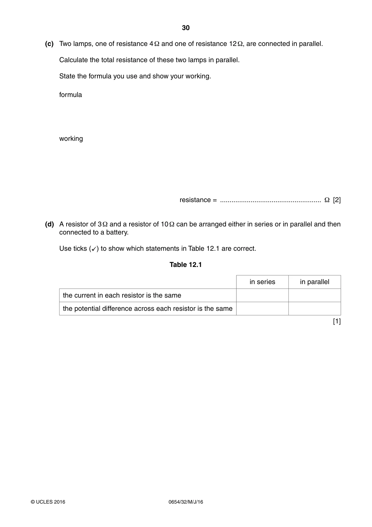 Cambridge IGCSE Sciences - Co-ordinated (Double) 0654 2016 May/June Paper 3 · Variant 2 question paper, page 30 of 32