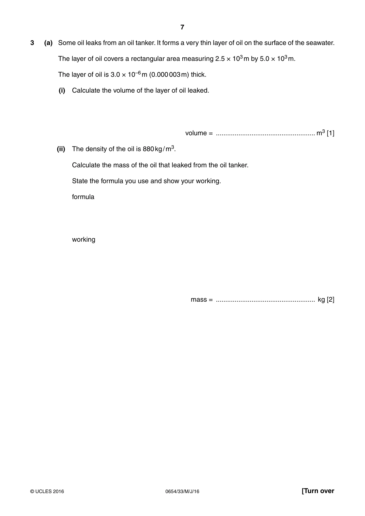 Cambridge IGCSE Sciences - Co-ordinated (Double) 0654 2016 May/June Paper 3 · Variant 3 question paper, page 7 of 36