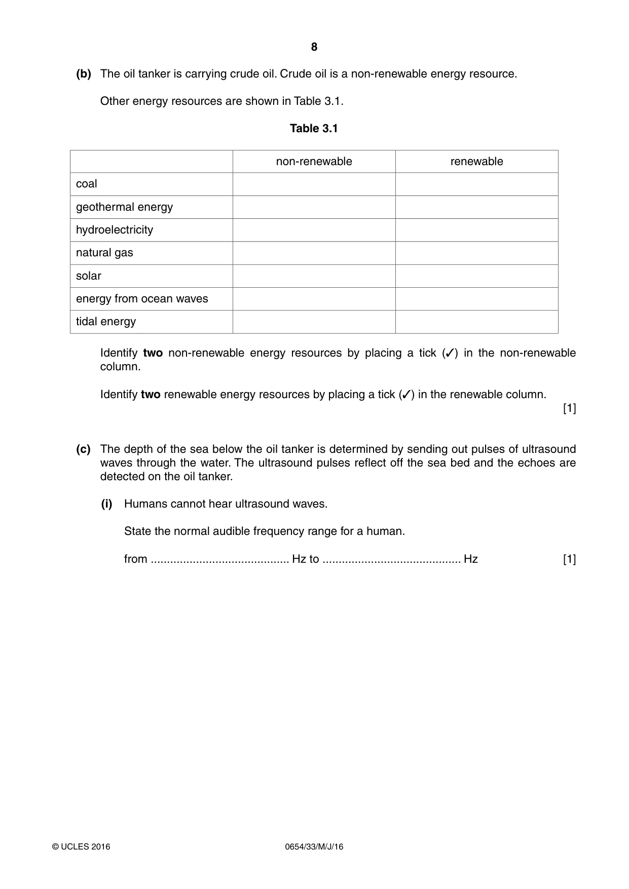 Cambridge IGCSE Sciences - Co-ordinated (Double) 0654 2016 May/June Paper 3 · Variant 3 question paper, page 8 of 36