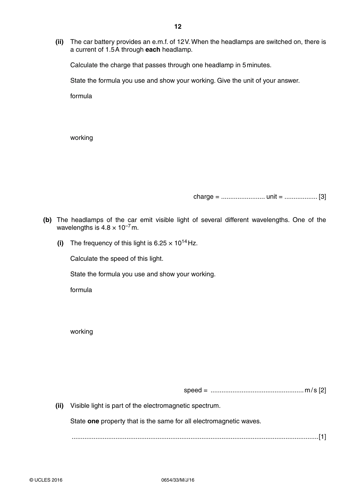 Cambridge IGCSE Sciences - Co-ordinated (Double) 0654 2016 May/June Paper 3 · Variant 3 question paper, page 12 of 36