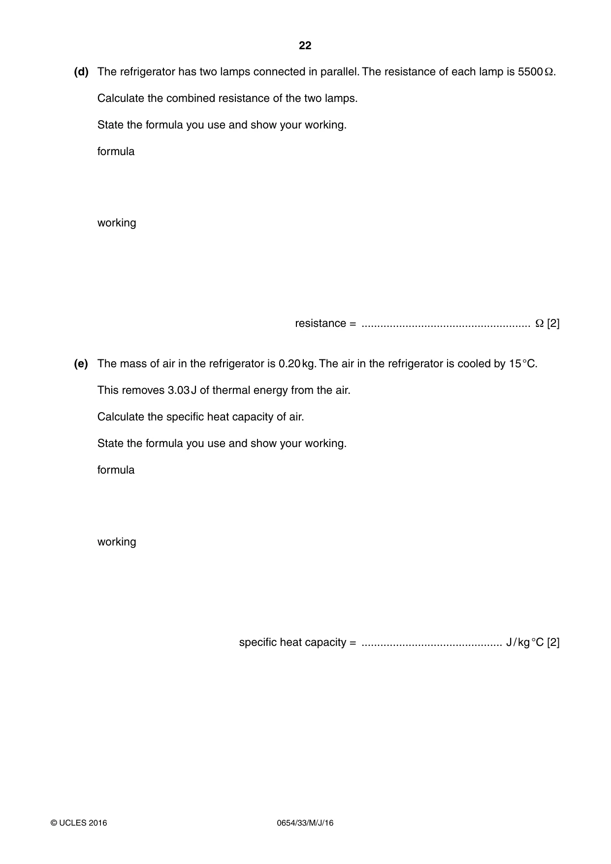 Cambridge IGCSE Sciences - Co-ordinated (Double) 0654 2016 May/June Paper 3 · Variant 3 question paper, page 22 of 36