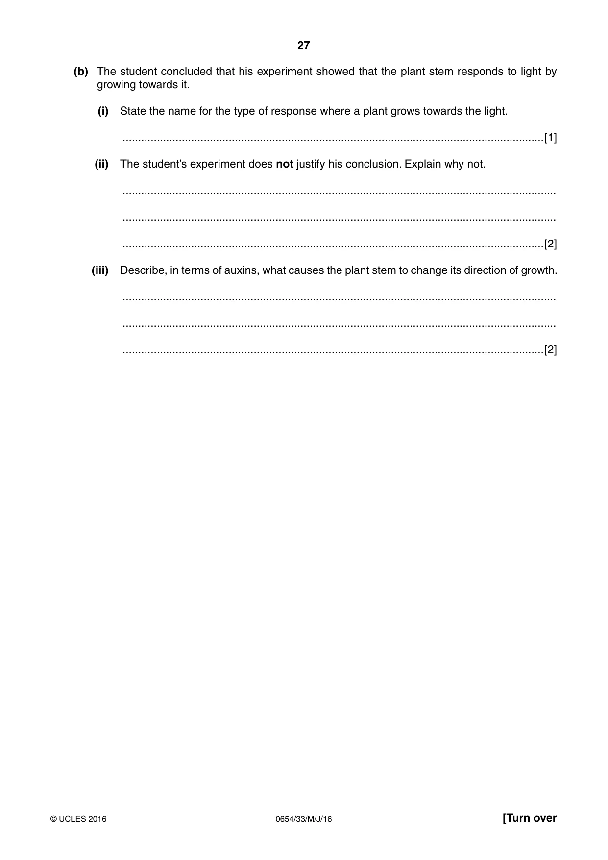 Cambridge IGCSE Sciences - Co-ordinated (Double) 0654 2016 May/June Paper 3 · Variant 3 question paper, page 27 of 36