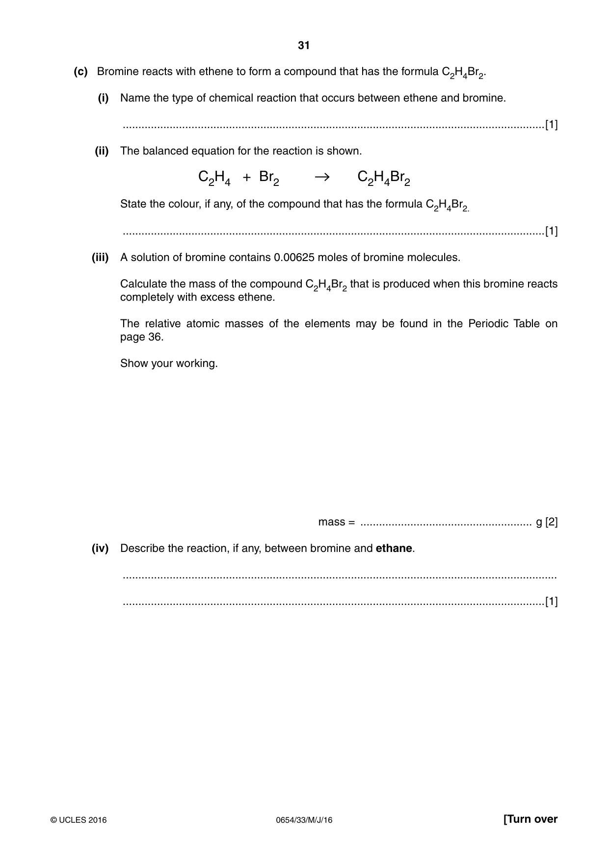 Cambridge IGCSE Sciences - Co-ordinated (Double) 0654 2016 May/June Paper 3 · Variant 3 question paper, page 31 of 36
