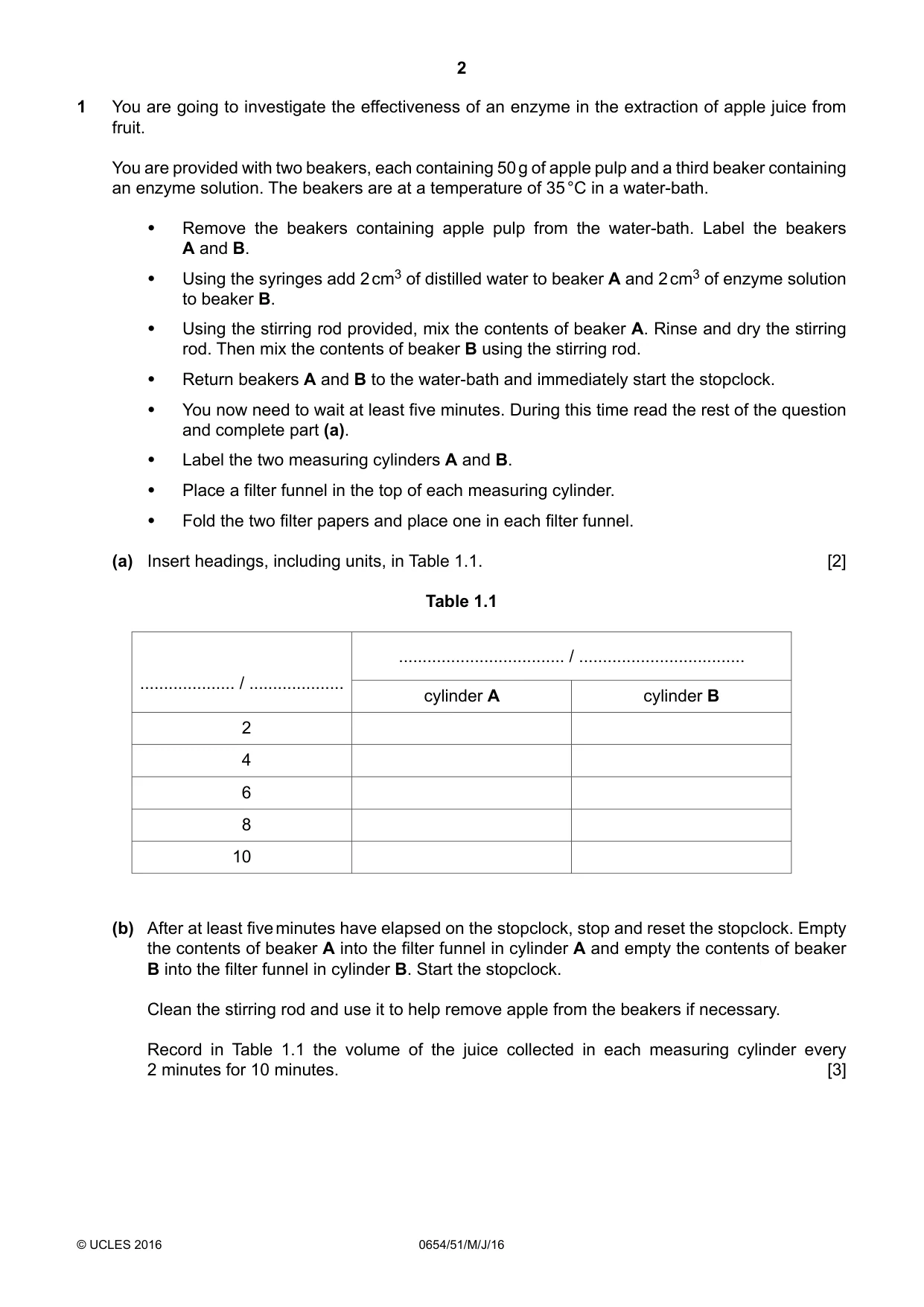 Cambridge IGCSE Sciences - Co-ordinated (Double) 0654 2016 May/June Paper 5 · Variant 1 question paper, page 2 of 12