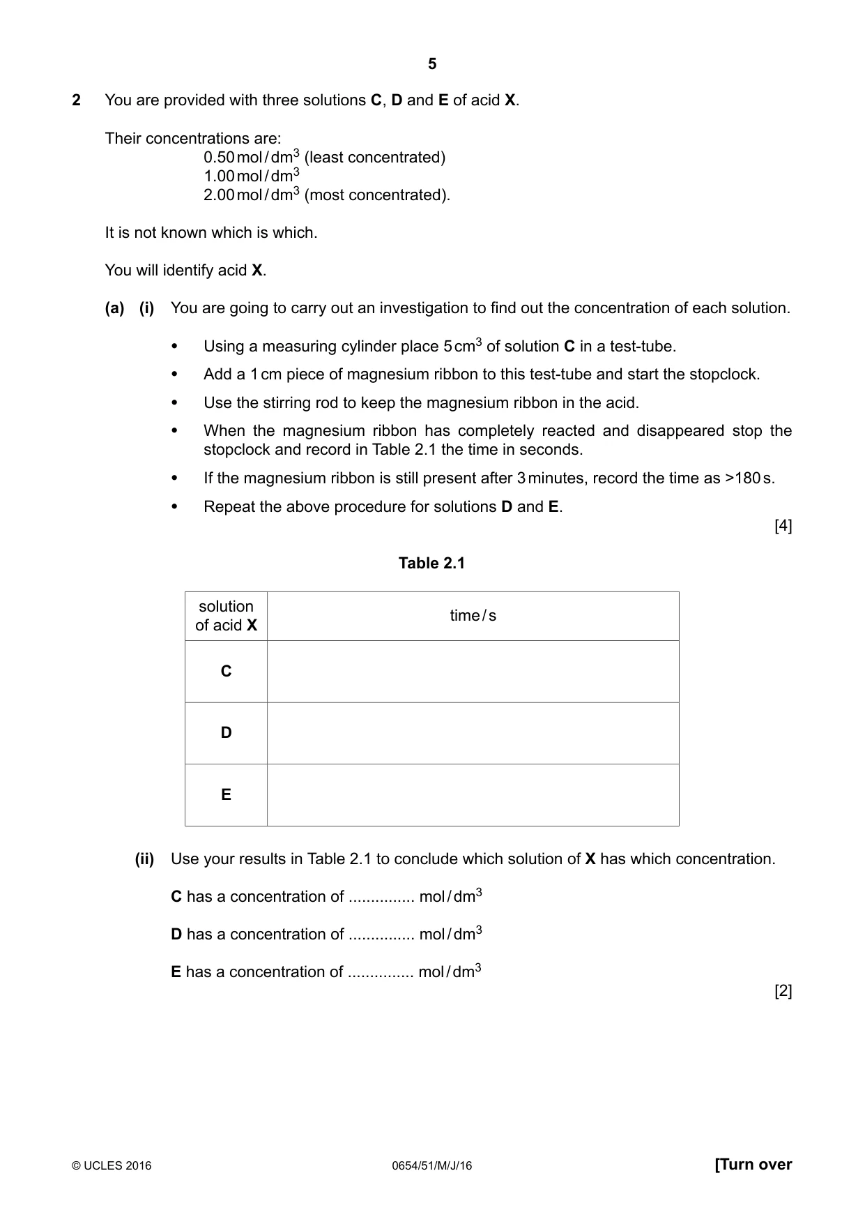 Cambridge IGCSE Sciences - Co-ordinated (Double) 0654 2016 May/June Paper 5 · Variant 1 question paper, page 5 of 12