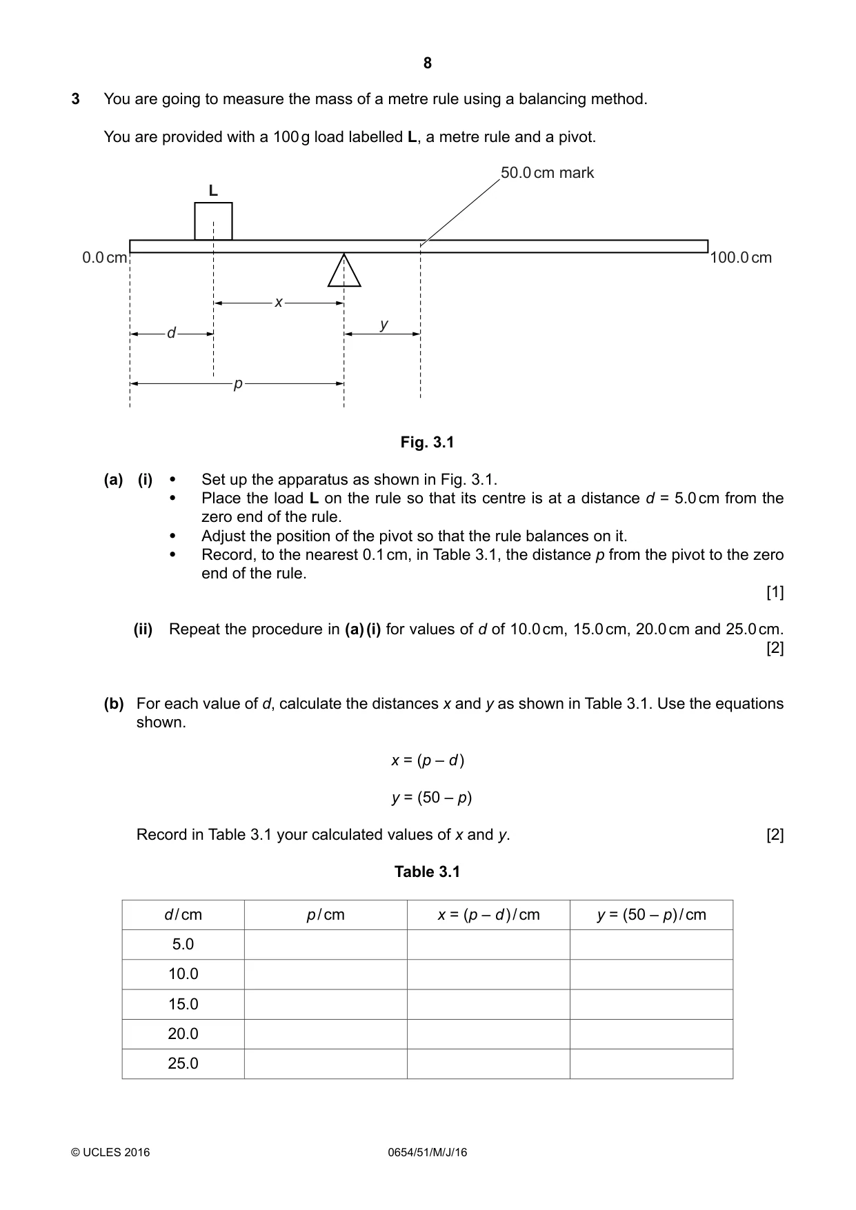 Cambridge IGCSE Sciences - Co-ordinated (Double) 0654 2016 May/June Paper 5 · Variant 1 question paper, page 8 of 12