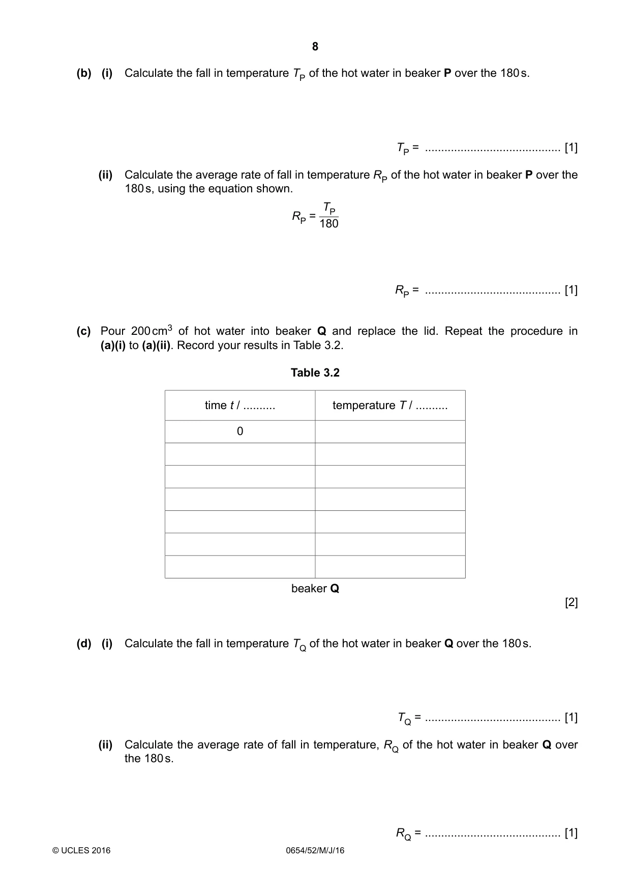 Cambridge IGCSE Sciences - Co-ordinated (Double) 0654 2016 May/June Paper 5 · Variant 2 question paper, page 8 of 12