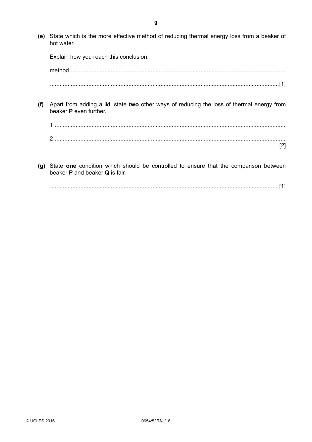 Cambridge IGCSE Sciences - Co-ordinated (Double) 0654 2016 May/June Paper 5 · Variant 2 question paper, page 9 of 12