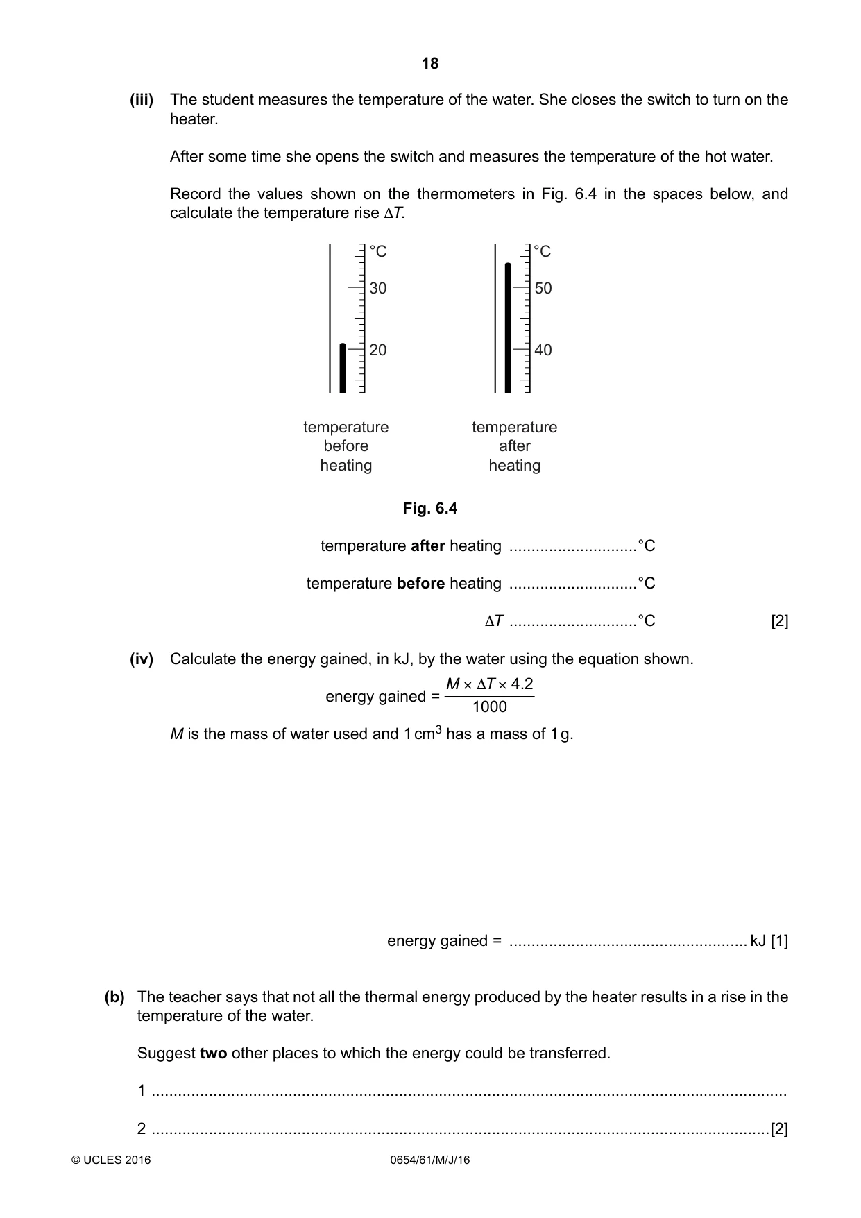 Cambridge IGCSE Sciences - Co-ordinated (Double) 0654 2016 May/June Paper 6 · Variant 1 question paper, page 18 of 20