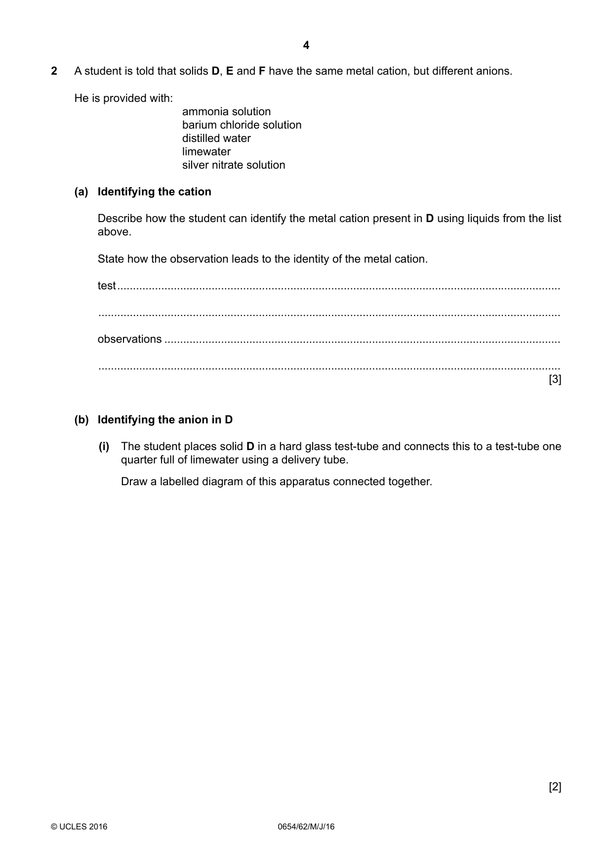 Cambridge IGCSE Sciences - Co-ordinated (Double) 0654 2016 May/June Paper 6 · Variant 2 question paper, page 4 of 20