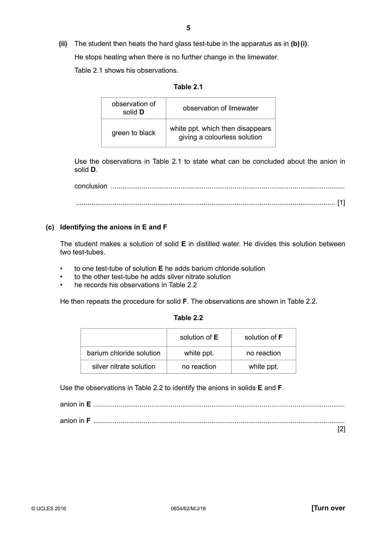 Cambridge IGCSE Sciences - Co-ordinated (Double) 0654 2016 May/June Paper 6 · Variant 2 question paper, page 5 of 20