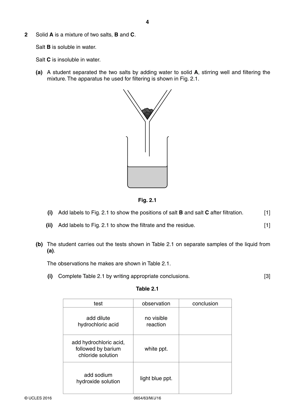 Cambridge IGCSE Sciences - Co-ordinated (Double) 0654 2016 May/June Paper 6 · Variant 3 question paper, page 4 of 20