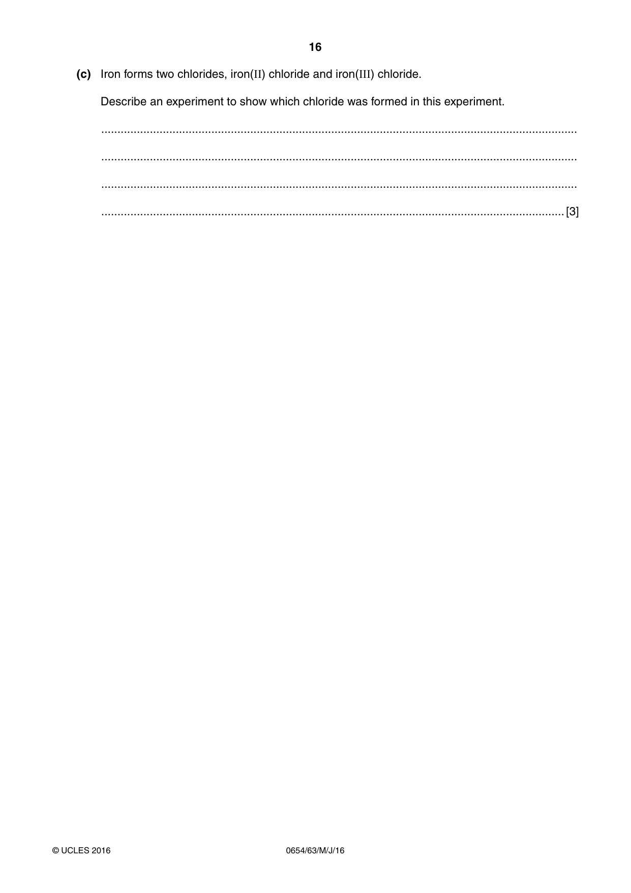 Cambridge IGCSE Sciences - Co-ordinated (Double) 0654 2016 May/June Paper 6 · Variant 3 question paper, page 16 of 20