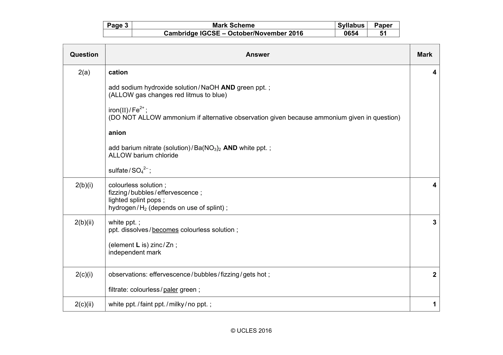 Mark scheme, page 3 of 5