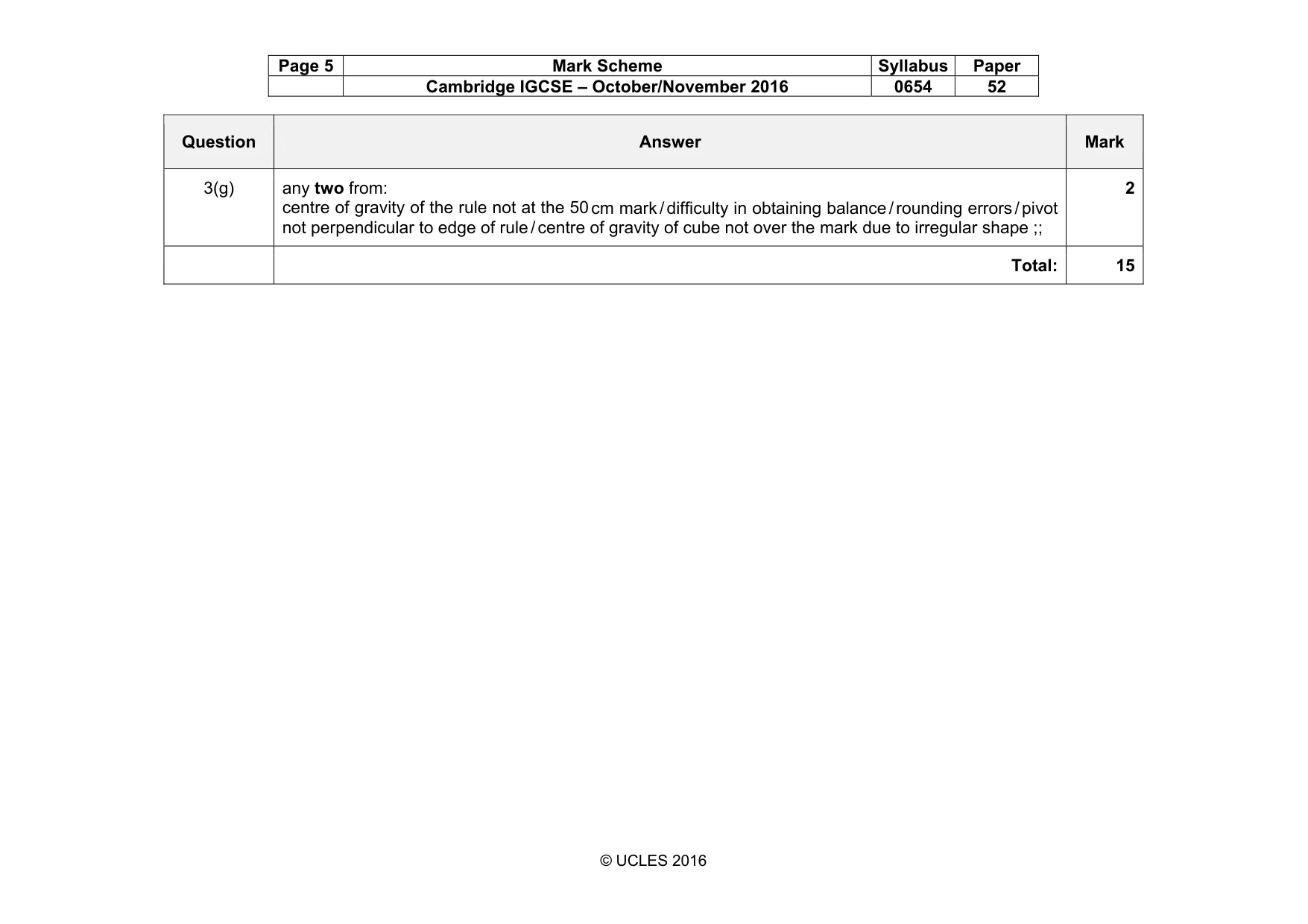 Mark scheme, page 5 of 5