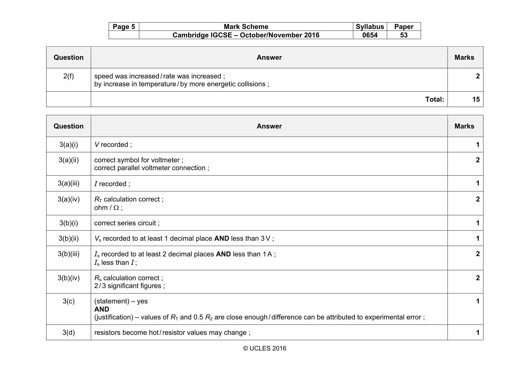Mark scheme, page 5 of 6