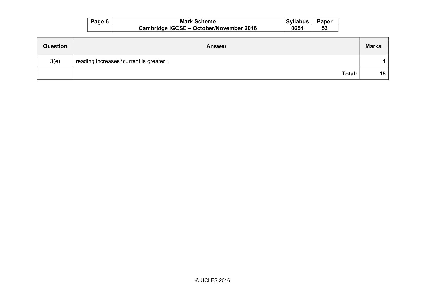 Mark scheme, page 6 of 6