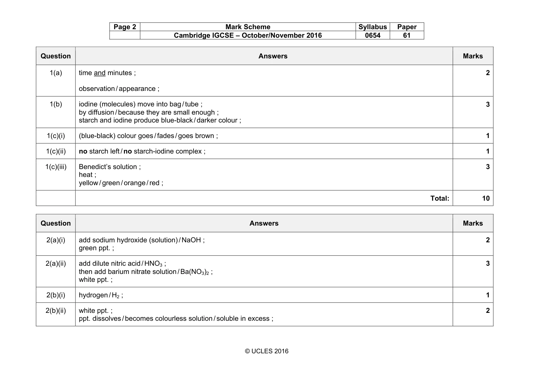 Mark scheme, page 2 of 6