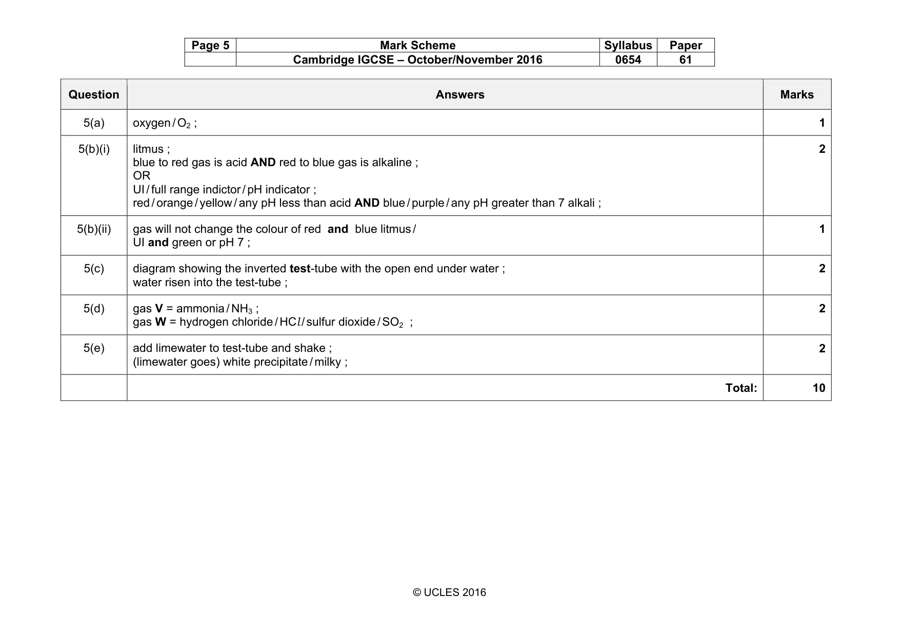 Mark scheme, page 5 of 6