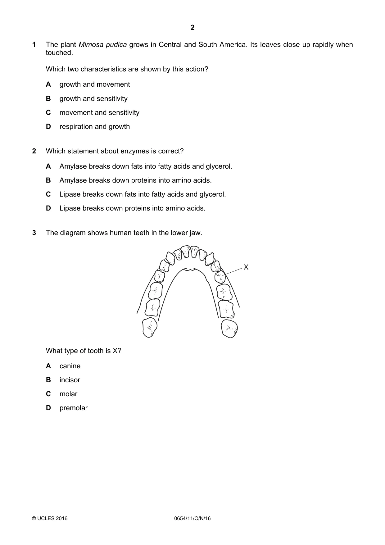 Cambridge IGCSE Sciences - Co-ordinated (Double) 0654 2016 Oct/Nov Paper 1 · Variant 1 question paper, page 2 of 16