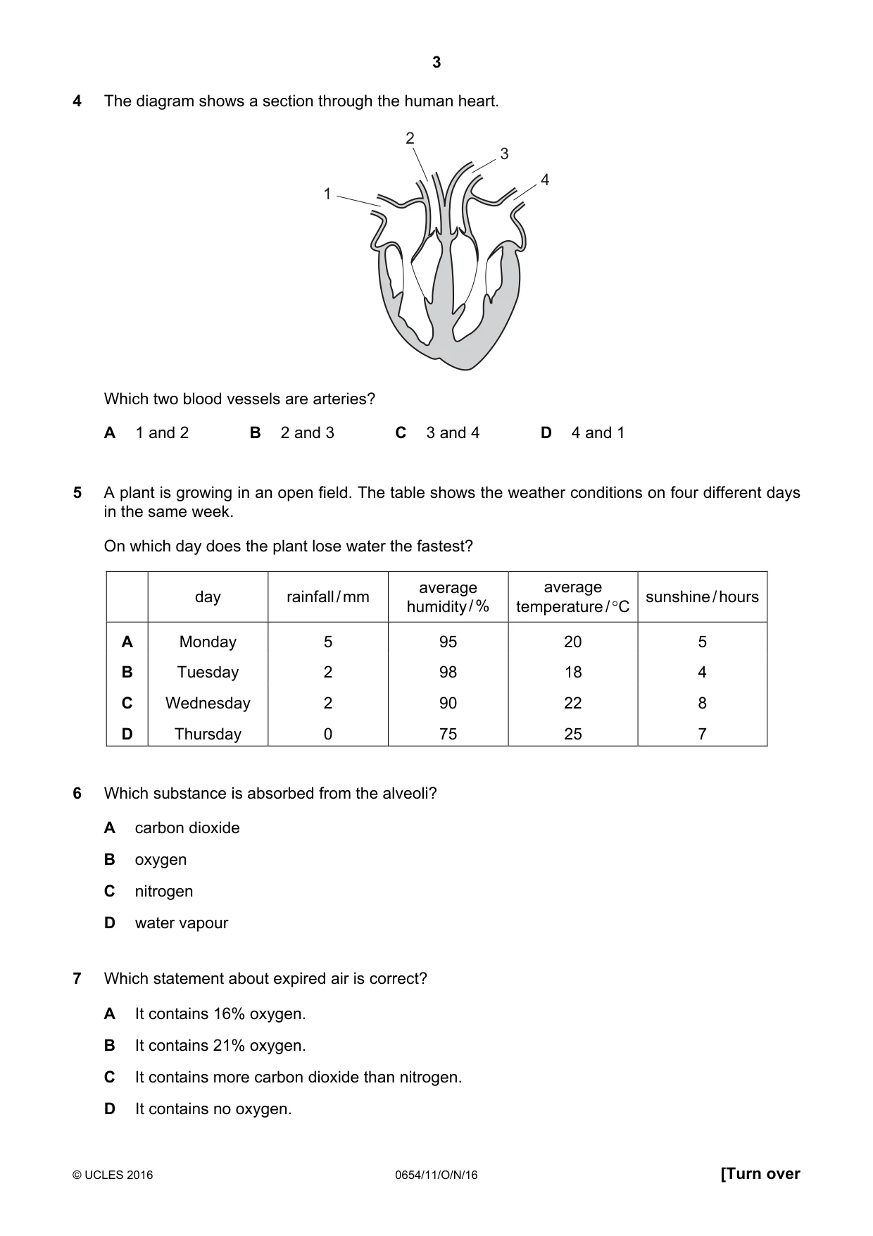 Cambridge IGCSE Sciences - Co-ordinated (Double) 0654 2016 Oct/Nov Paper 1 · Variant 1 question paper, page 3 of 16