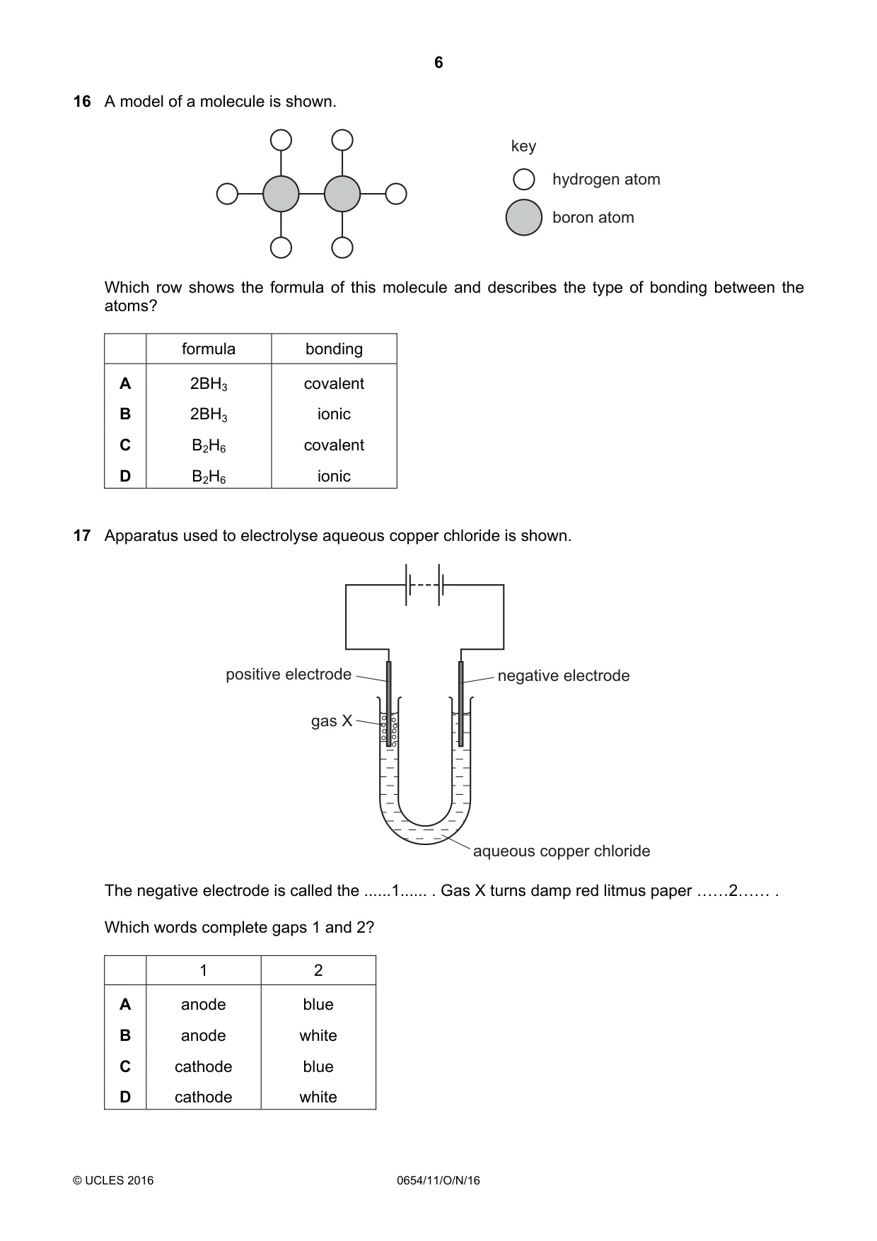Cambridge IGCSE Sciences - Co-ordinated (Double) 0654 2016 Oct/Nov Paper 1 · Variant 1 question paper, page 6 of 16