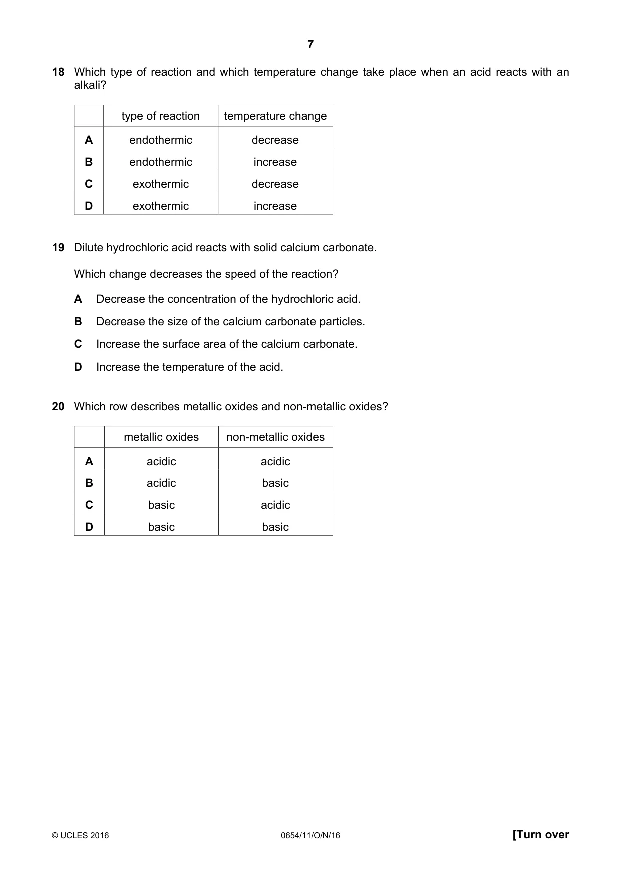 Cambridge IGCSE Sciences - Co-ordinated (Double) 0654 2016 Oct/Nov Paper 1 · Variant 1 question paper, page 7 of 16