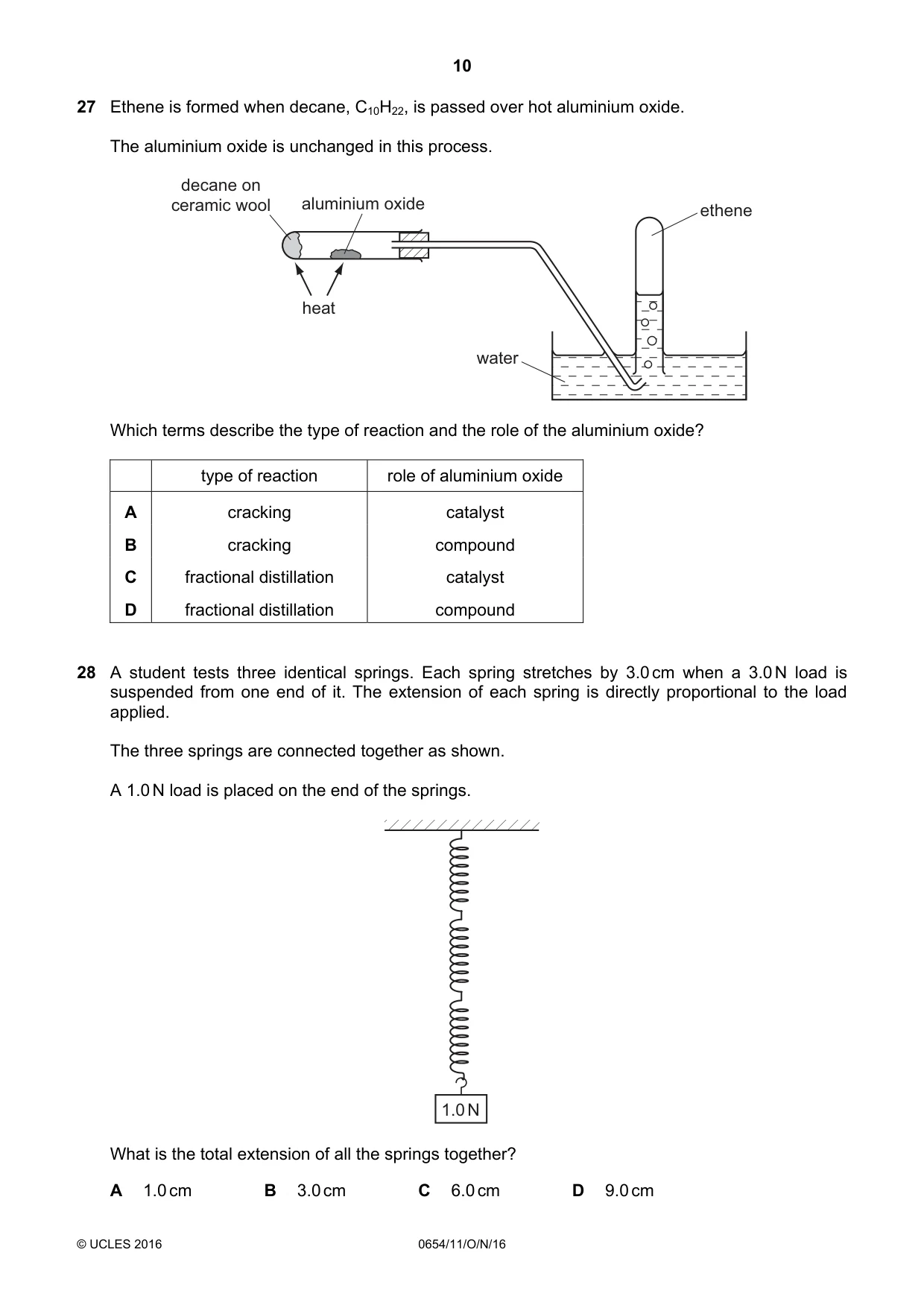 Cambridge IGCSE Sciences - Co-ordinated (Double) 0654 2016 Oct/Nov Paper 1 · Variant 1 question paper, page 10 of 16