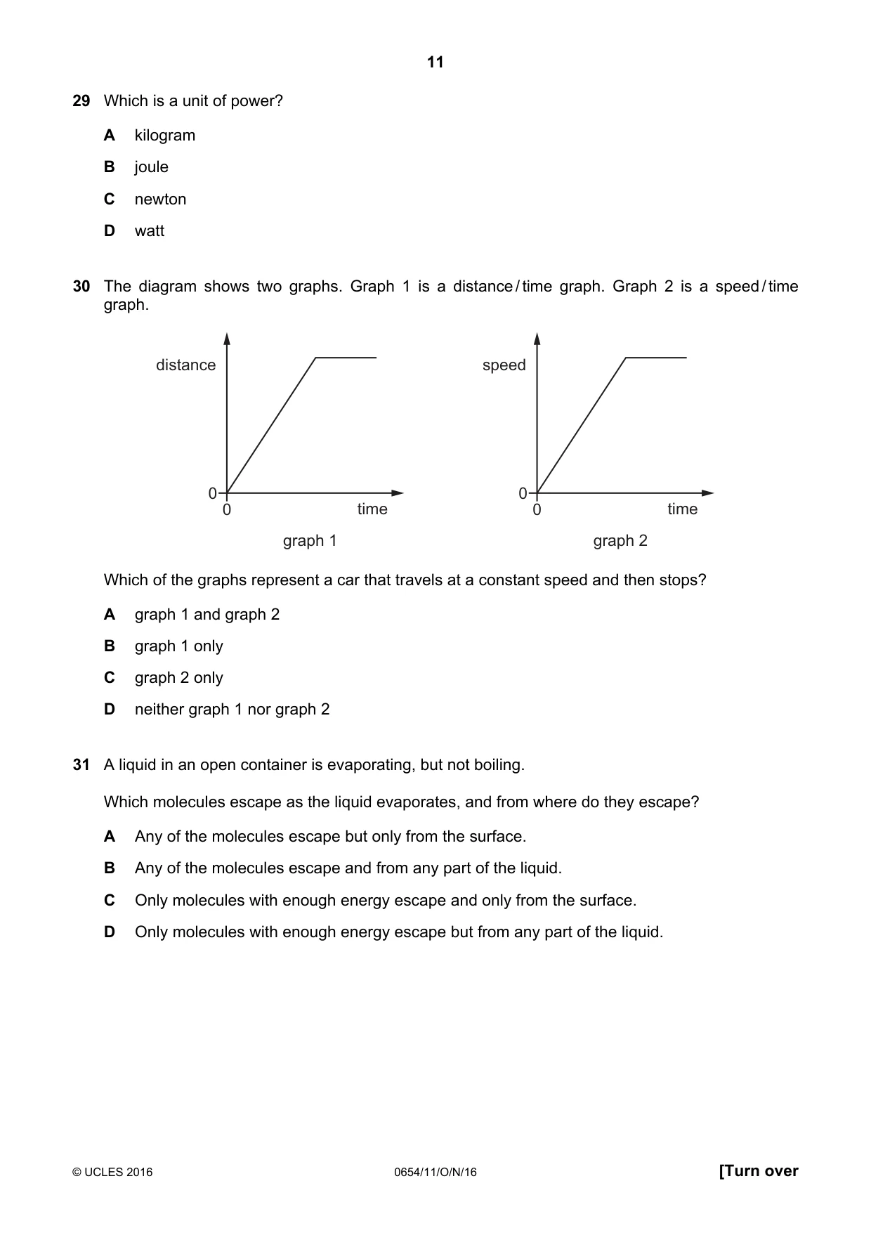Cambridge IGCSE Sciences - Co-ordinated (Double) 0654 2016 Oct/Nov Paper 1 · Variant 1 question paper, page 11 of 16