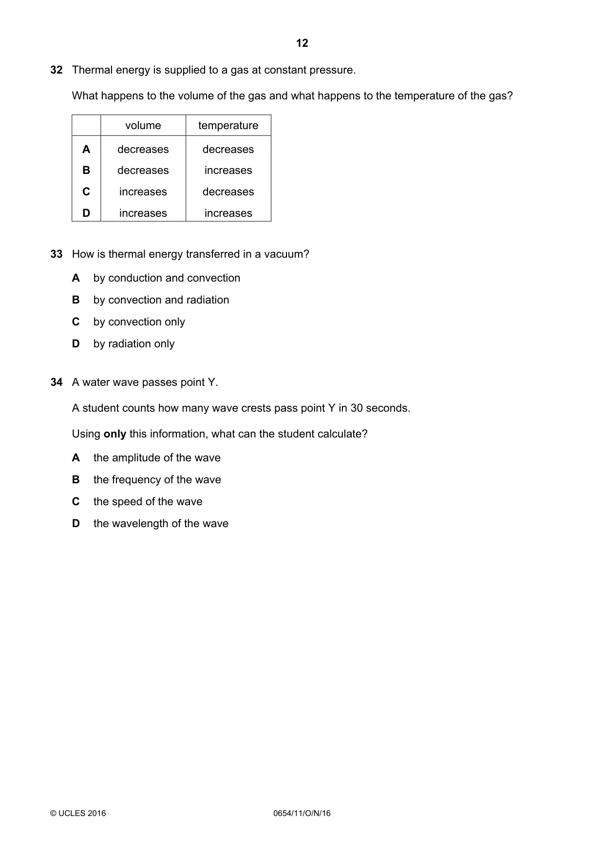 Cambridge IGCSE Sciences - Co-ordinated (Double) 0654 2016 Oct/Nov Paper 1 · Variant 1 question paper, page 12 of 16