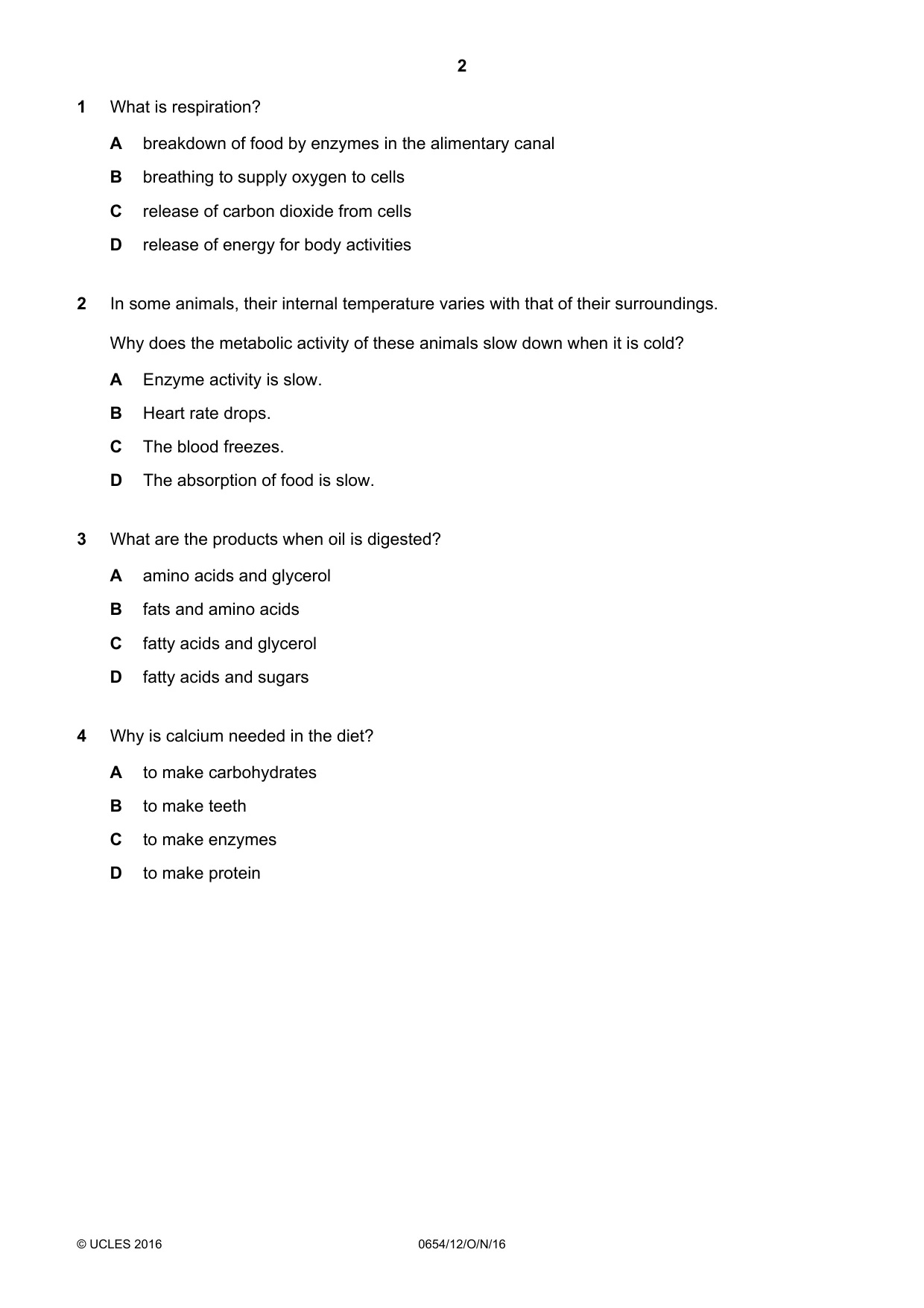 Cambridge IGCSE Sciences - Co-ordinated (Double) 0654 2016 Oct/Nov Paper 1 · Variant 2 question paper, page 2 of 20