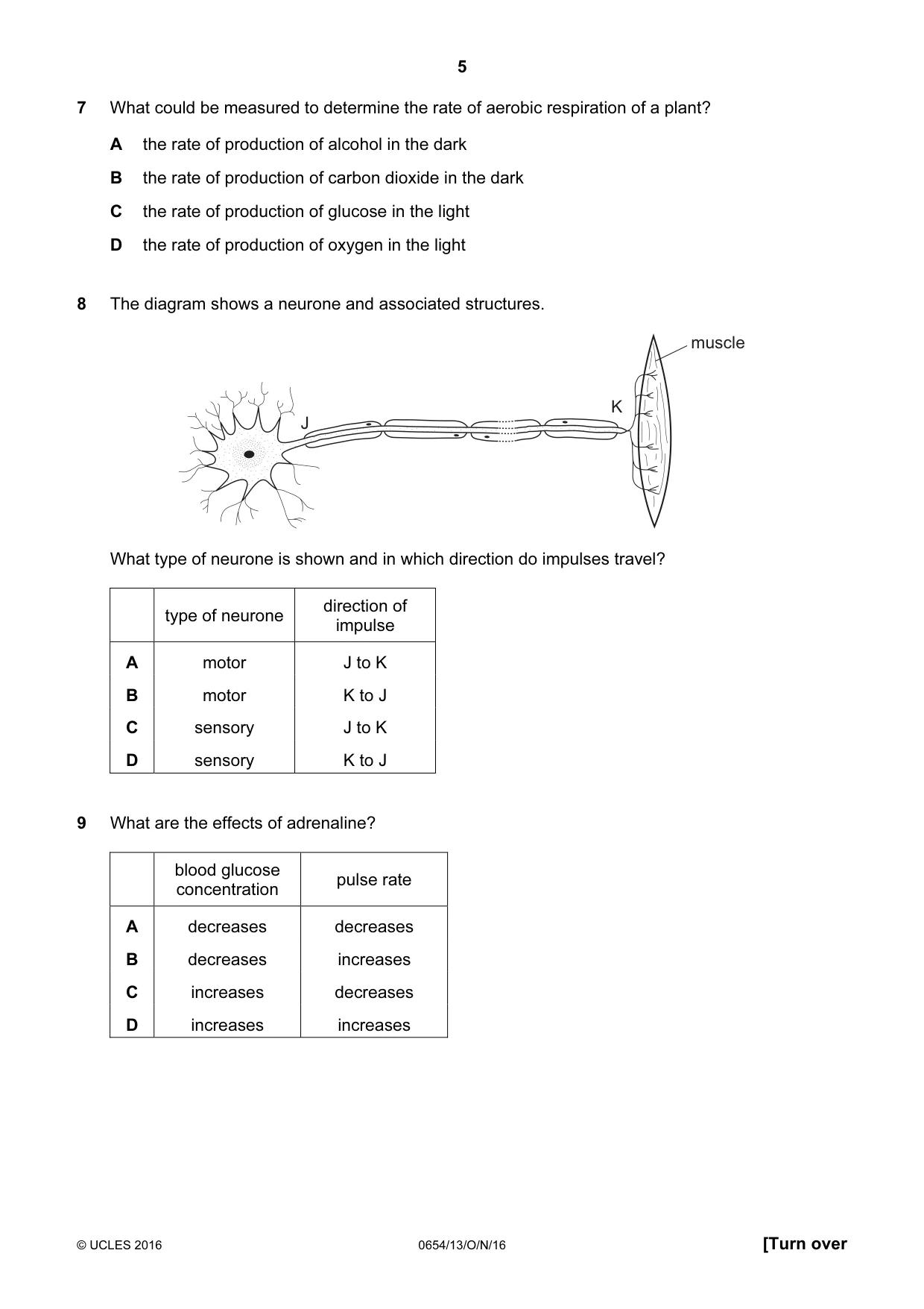 Cambridge IGCSE Sciences - Co-ordinated (Double) 0654 2016 Oct/Nov Paper 1 · Variant 3 question paper, page 5 of 20