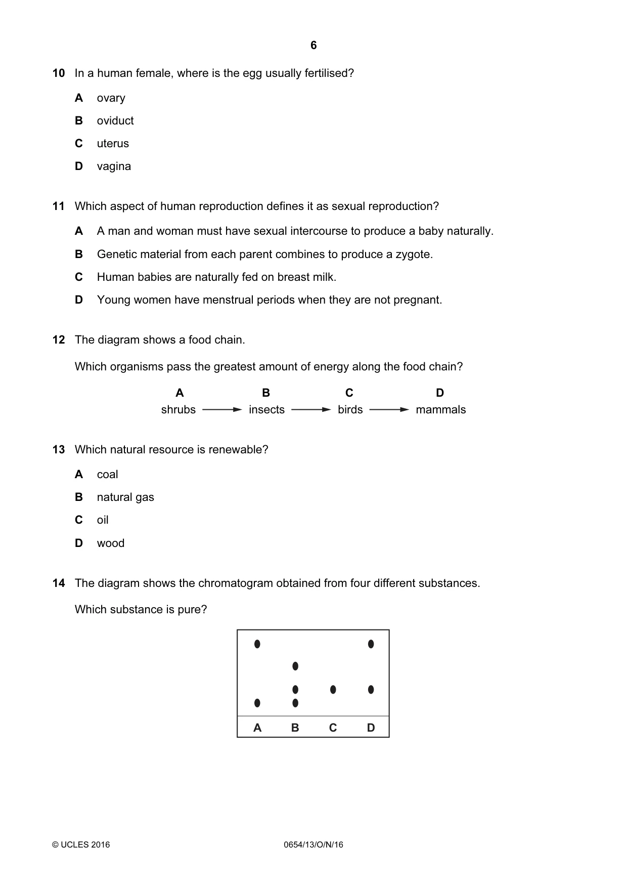 Cambridge IGCSE Sciences - Co-ordinated (Double) 0654 2016 Oct/Nov Paper 1 · Variant 3 question paper, page 6 of 20