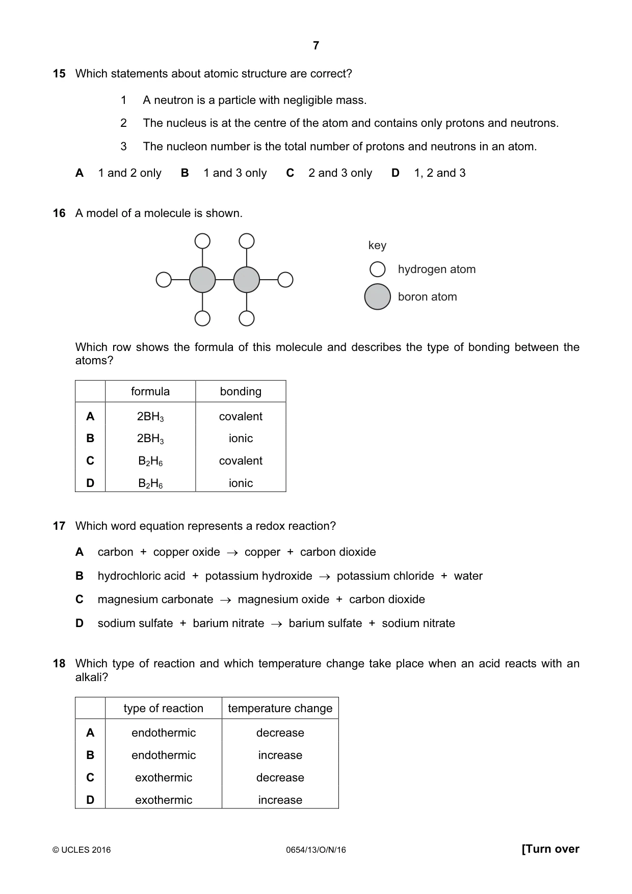Cambridge IGCSE Sciences - Co-ordinated (Double) 0654 2016 Oct/Nov Paper 1 · Variant 3 question paper, page 7 of 20