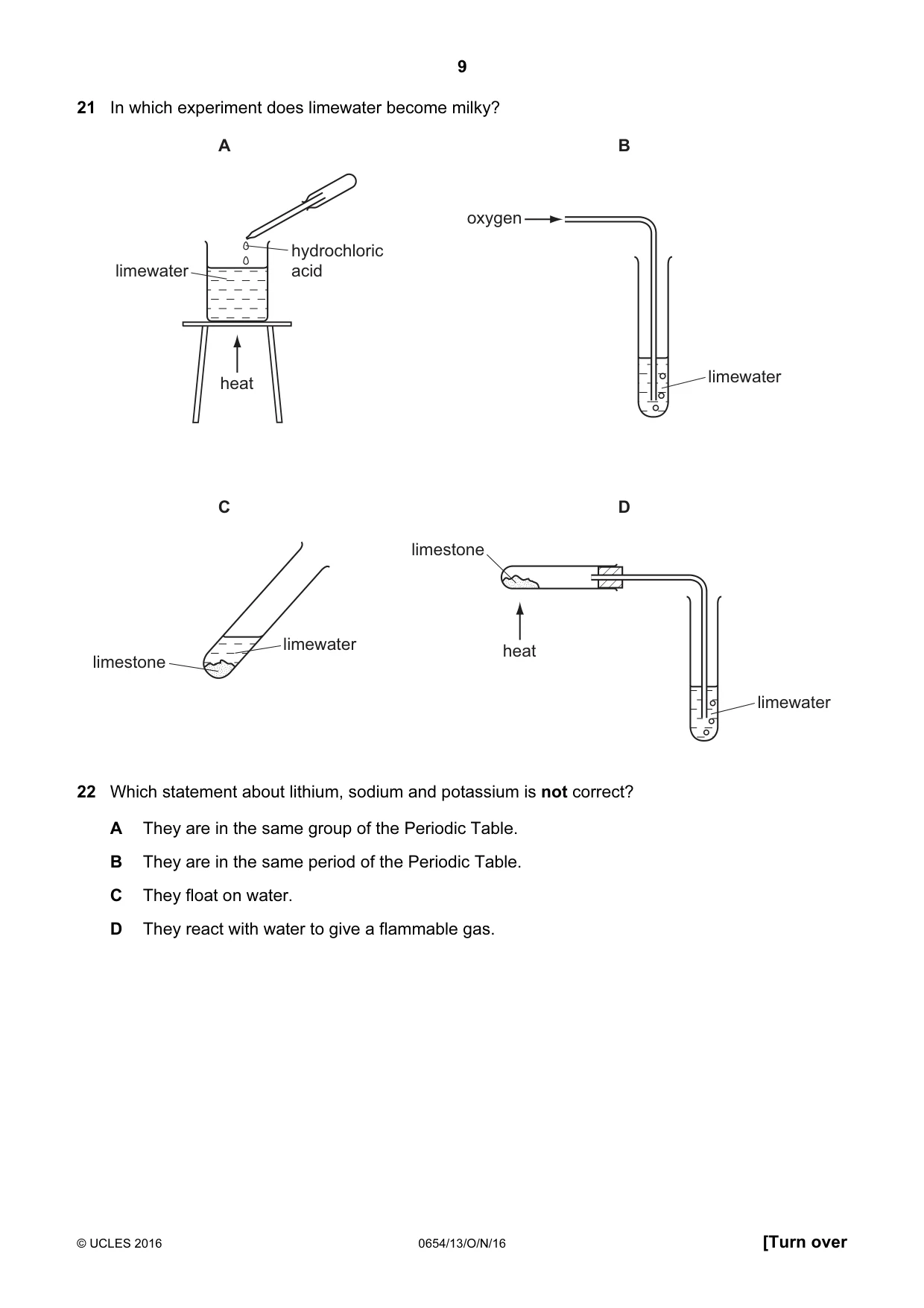 Cambridge IGCSE Sciences - Co-ordinated (Double) 0654 2016 Oct/Nov Paper 1 · Variant 3 question paper, page 9 of 20