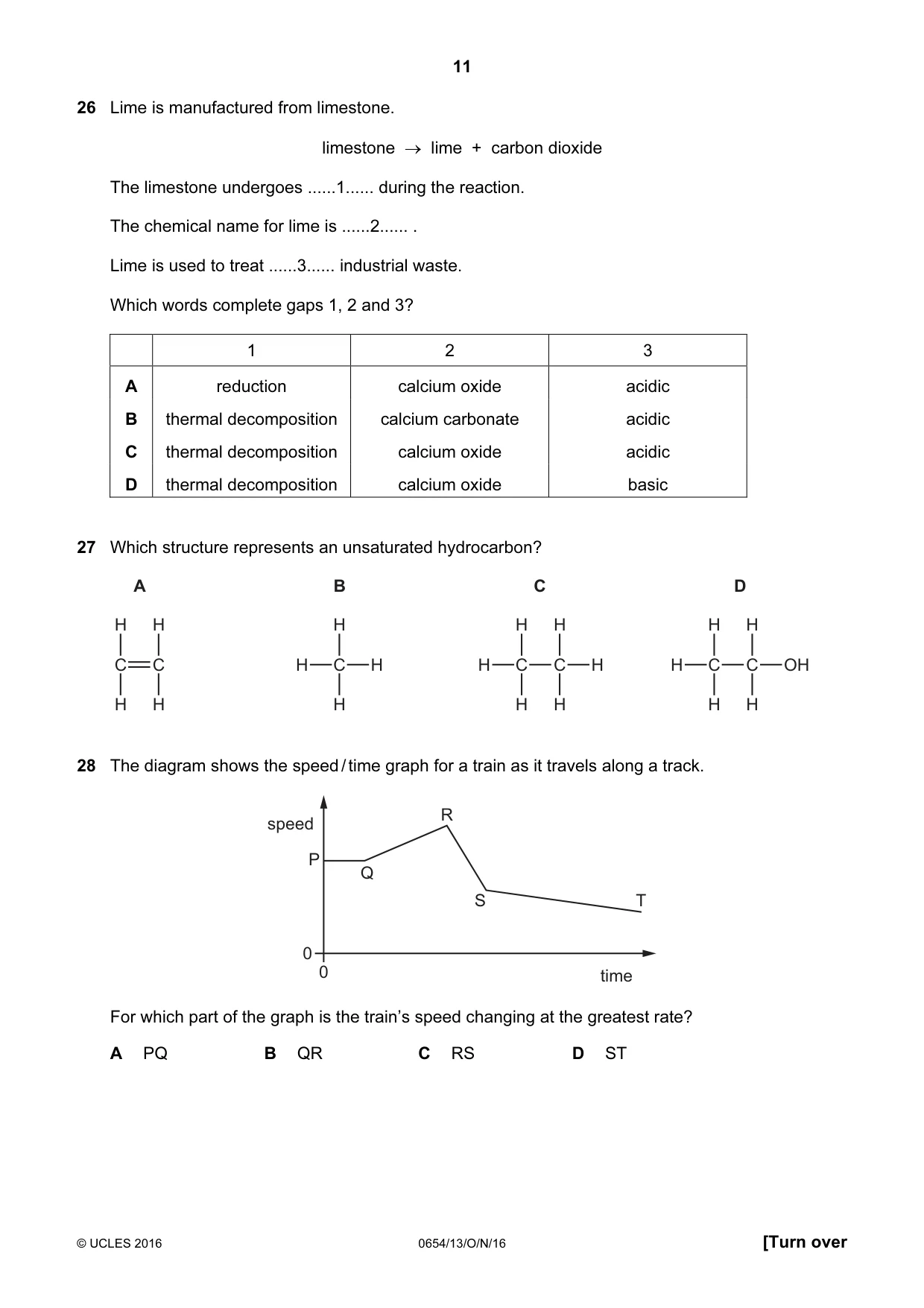 Cambridge IGCSE Sciences - Co-ordinated (Double) 0654 2016 Oct/Nov Paper 1 · Variant 3 question paper, page 11 of 20