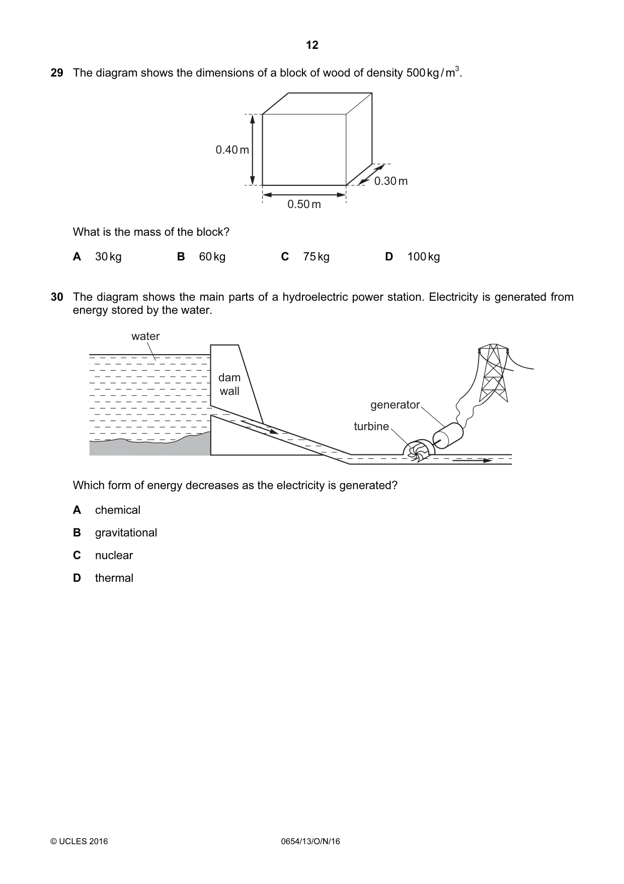 Cambridge IGCSE Sciences - Co-ordinated (Double) 0654 2016 Oct/Nov Paper 1 · Variant 3 question paper, page 12 of 20