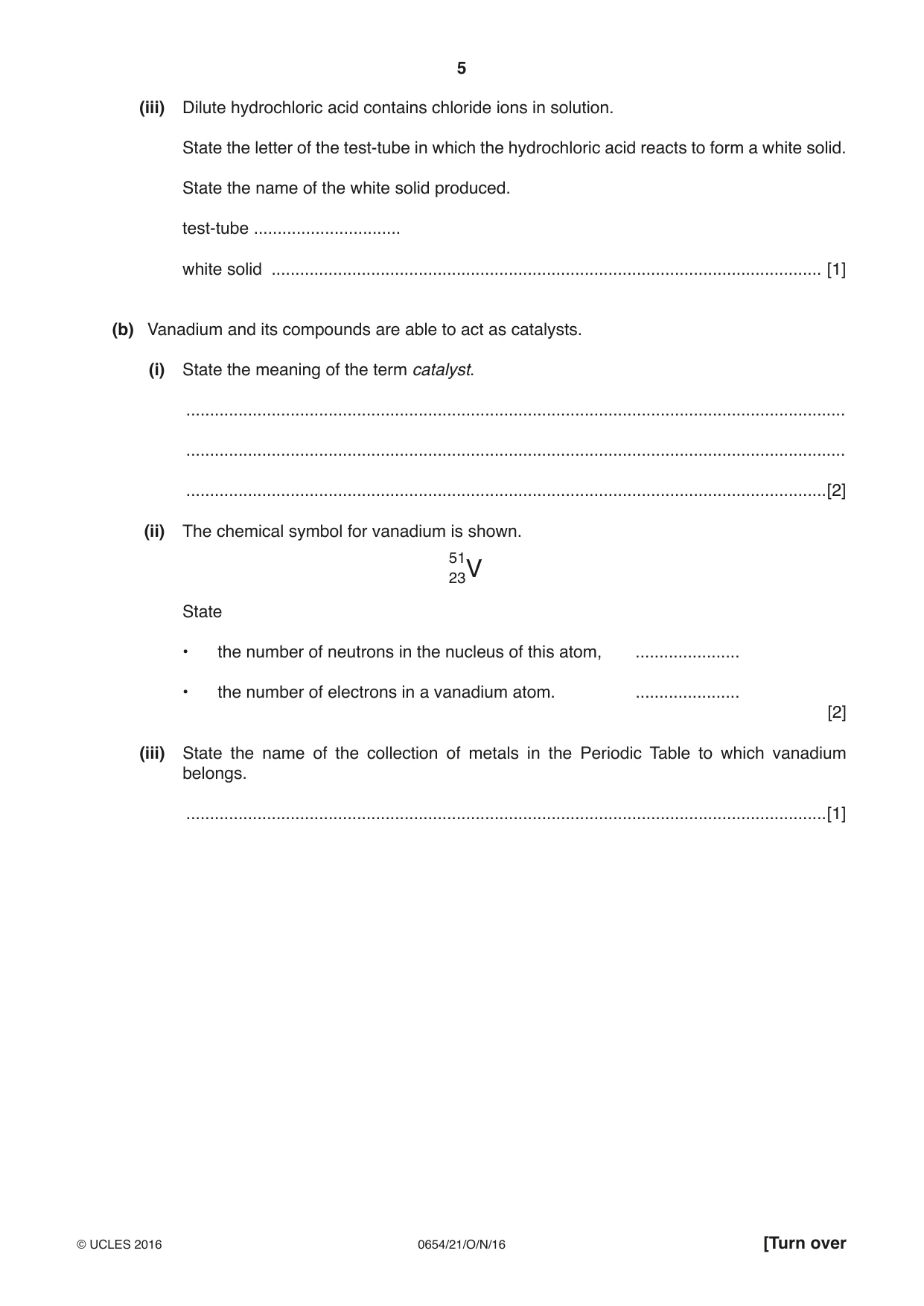 Cambridge IGCSE Sciences - Co-ordinated (Double) 0654 2016 Oct/Nov Paper 2 · Variant 1 question paper, page 5 of 32