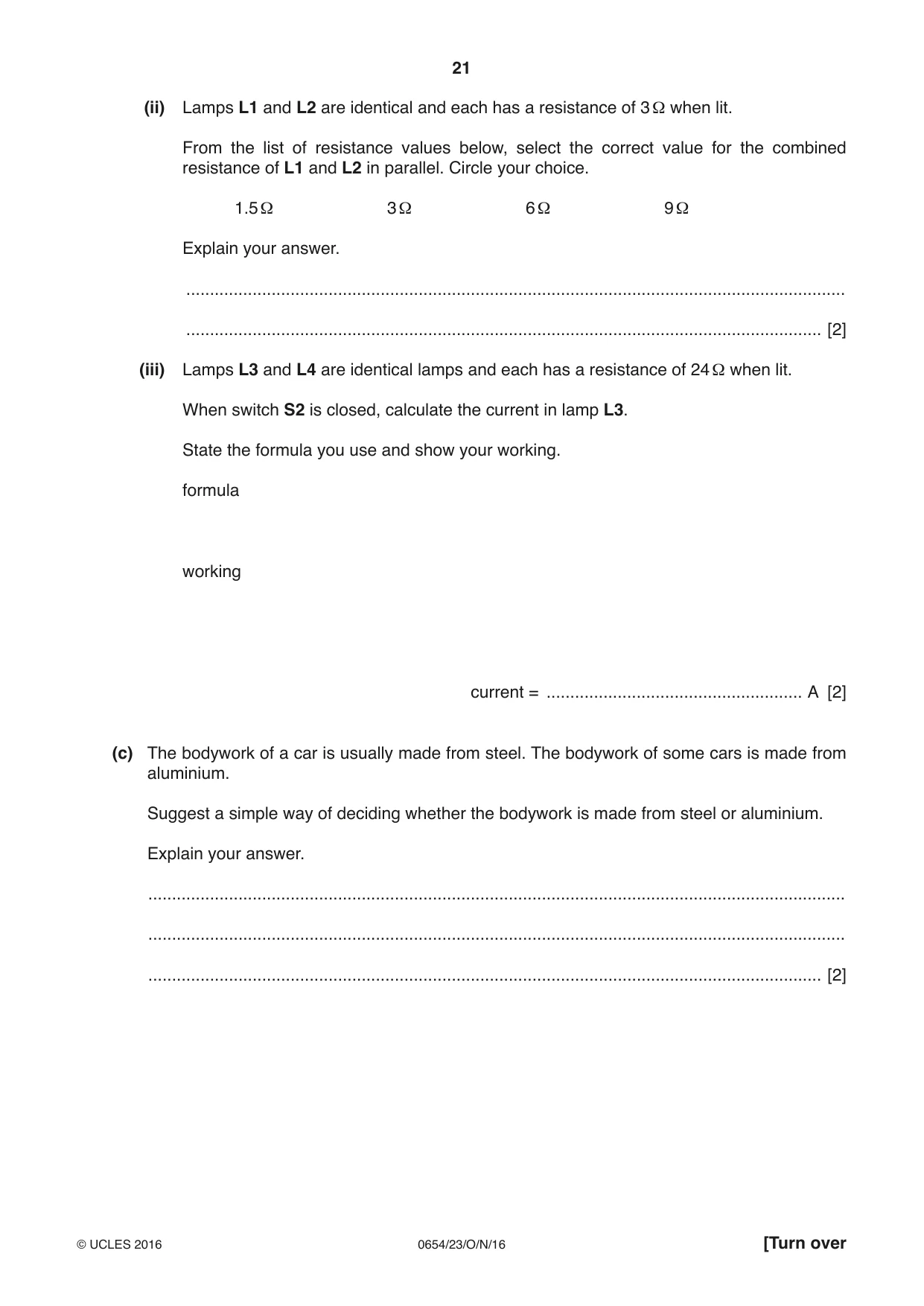 Cambridge IGCSE Sciences - Co-ordinated (Double) 0654 2016 Oct/Nov Paper 2 · Variant 3 question paper, page 21 of 28