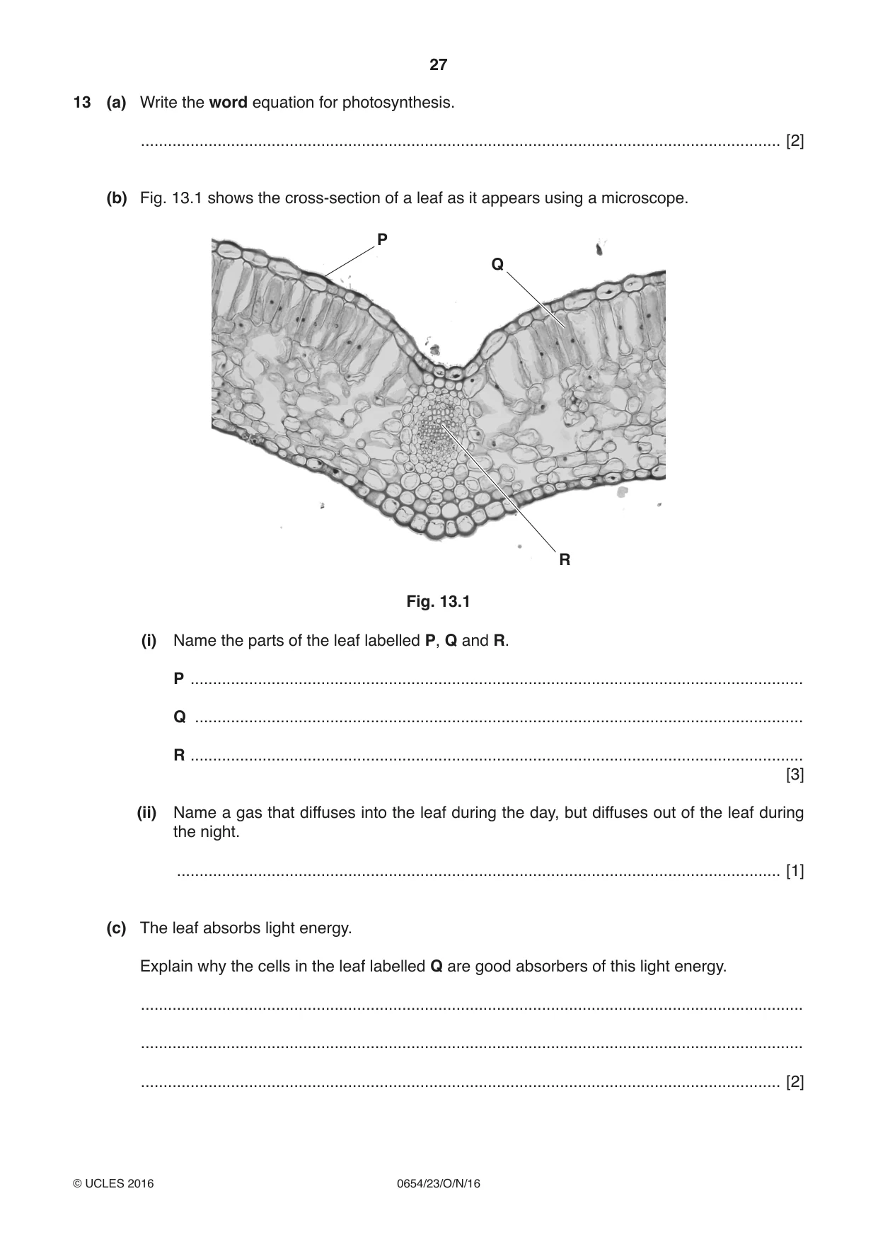 Cambridge IGCSE Sciences - Co-ordinated (Double) 0654 2016 Oct/Nov Paper 2 · Variant 3 question paper, page 27 of 28
