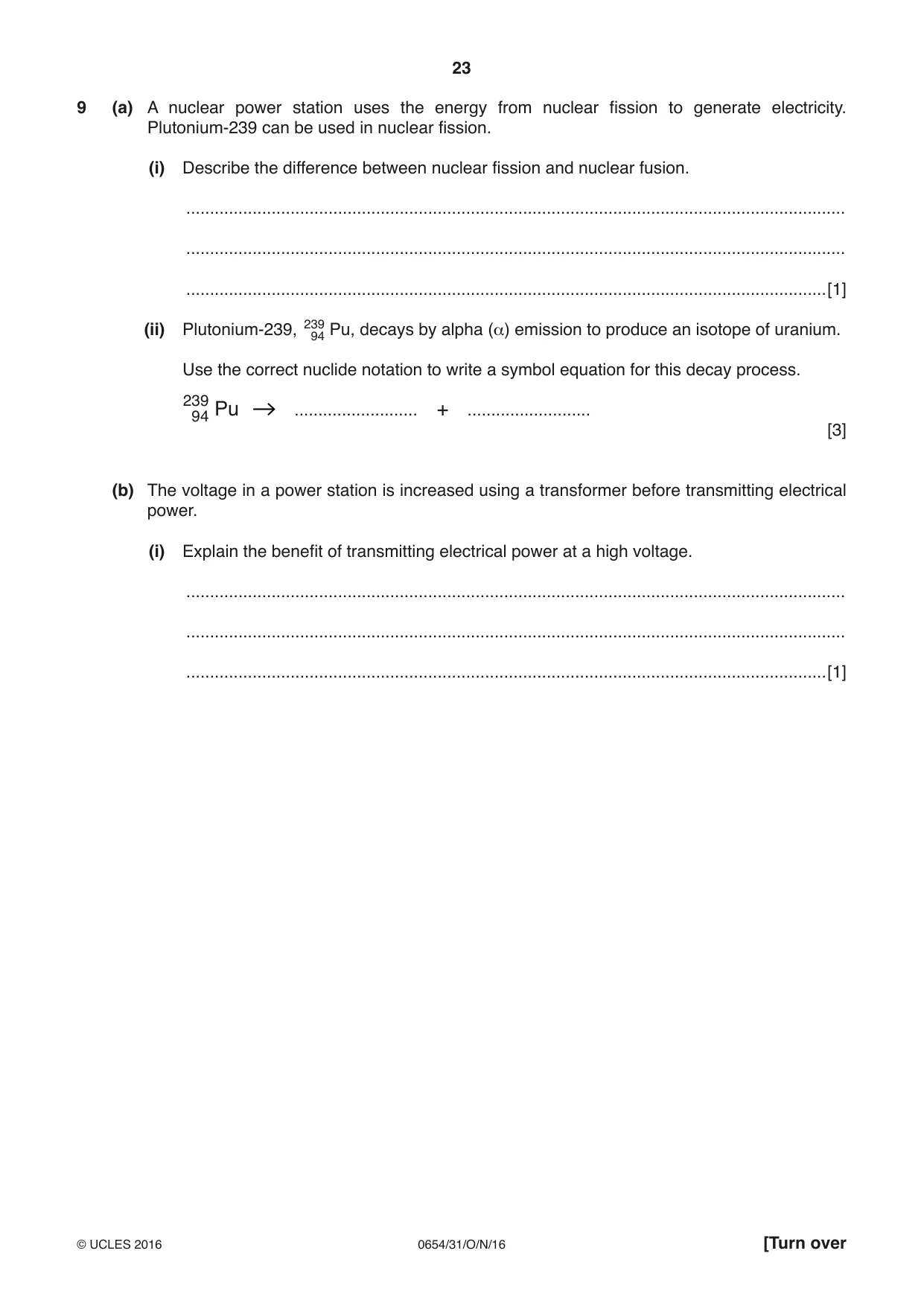 Cambridge IGCSE Sciences - Co-ordinated (Double) 0654 2016 Oct/Nov Paper 3 · Variant 1 question paper, page 23 of 32
