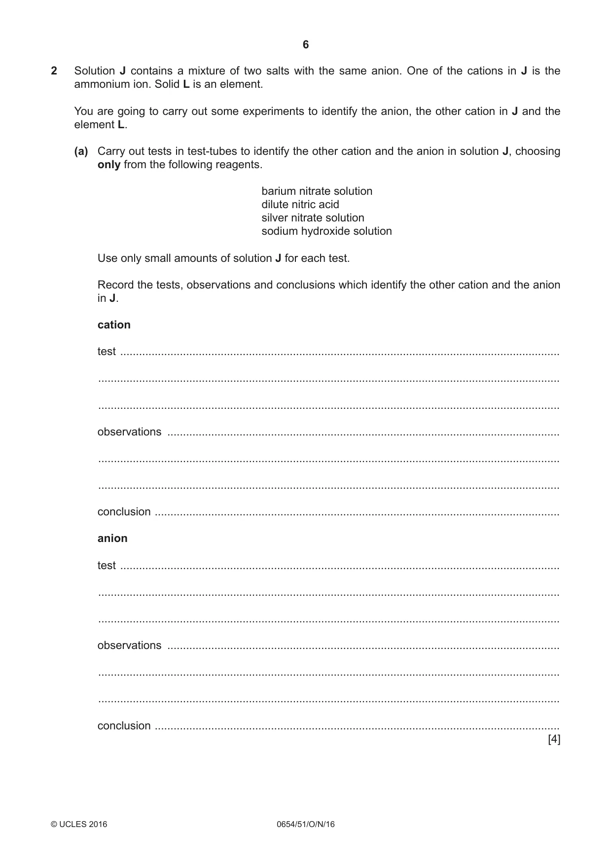 Cambridge IGCSE Sciences - Co-ordinated (Double) 0654 2016 Oct/Nov Paper 5 · Variant 1 question paper, page 6 of 16