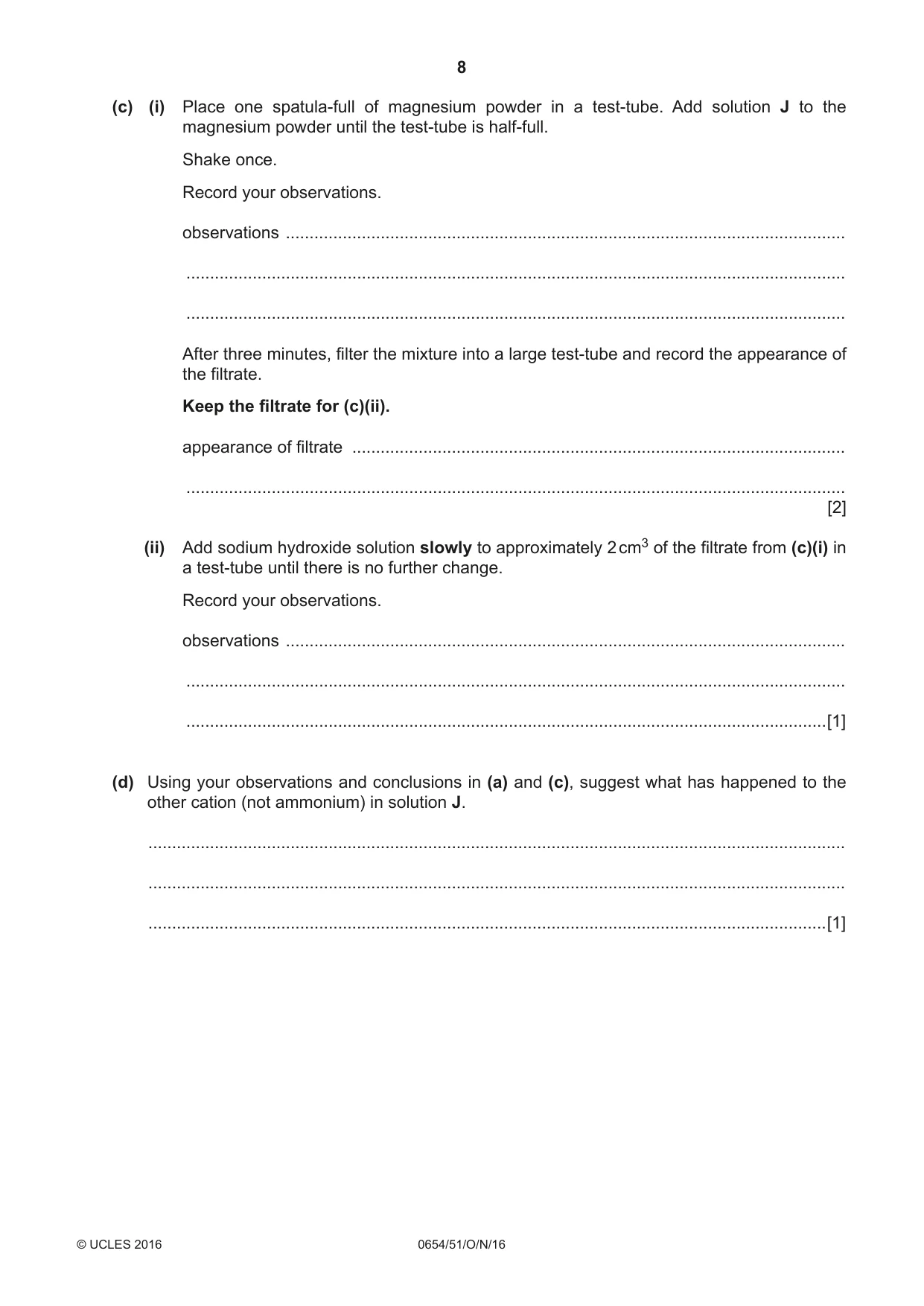 Cambridge IGCSE Sciences - Co-ordinated (Double) 0654 2016 Oct/Nov Paper 5 · Variant 1 question paper, page 8 of 16